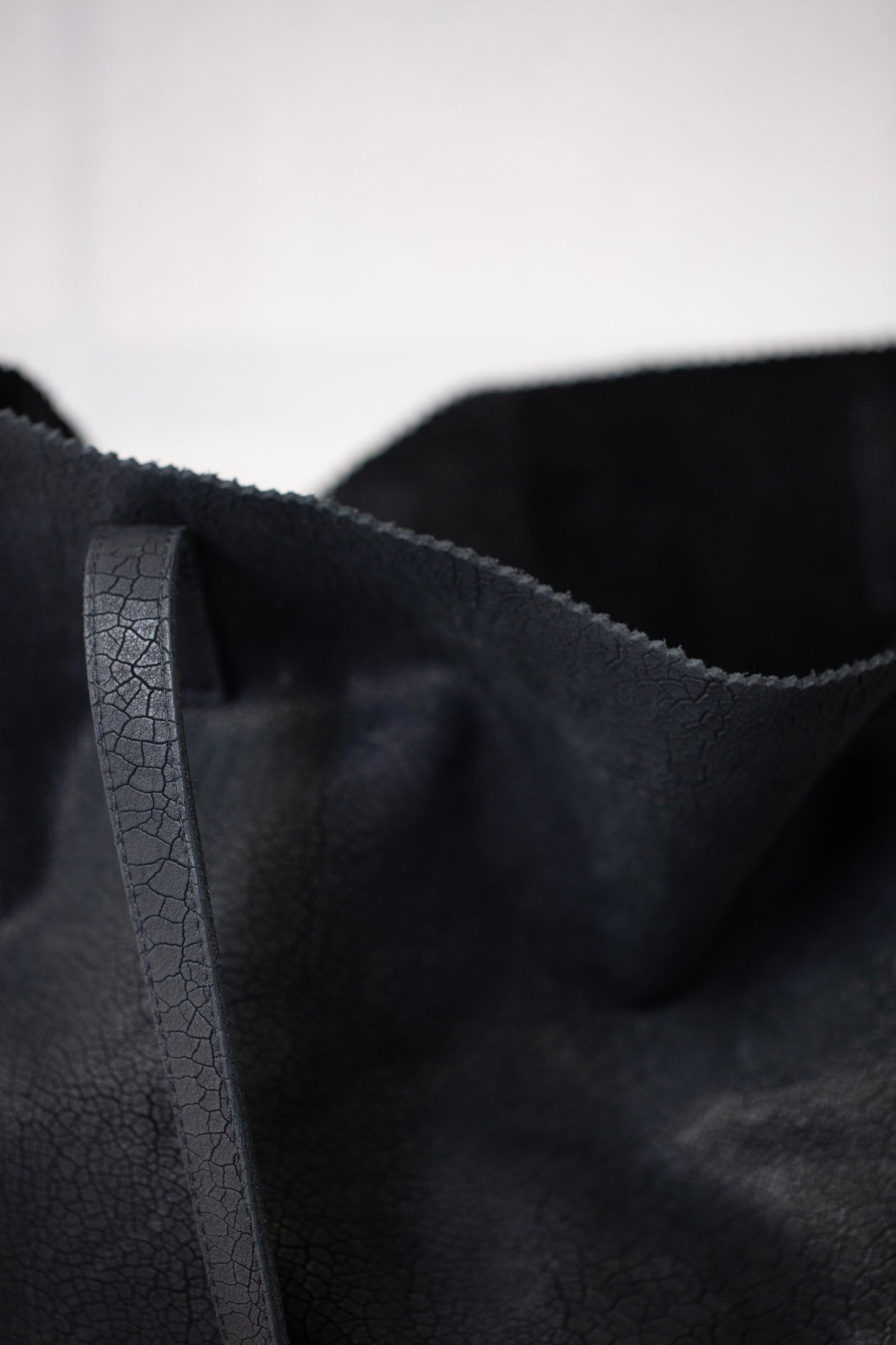 Black textured Leather Tote Bag