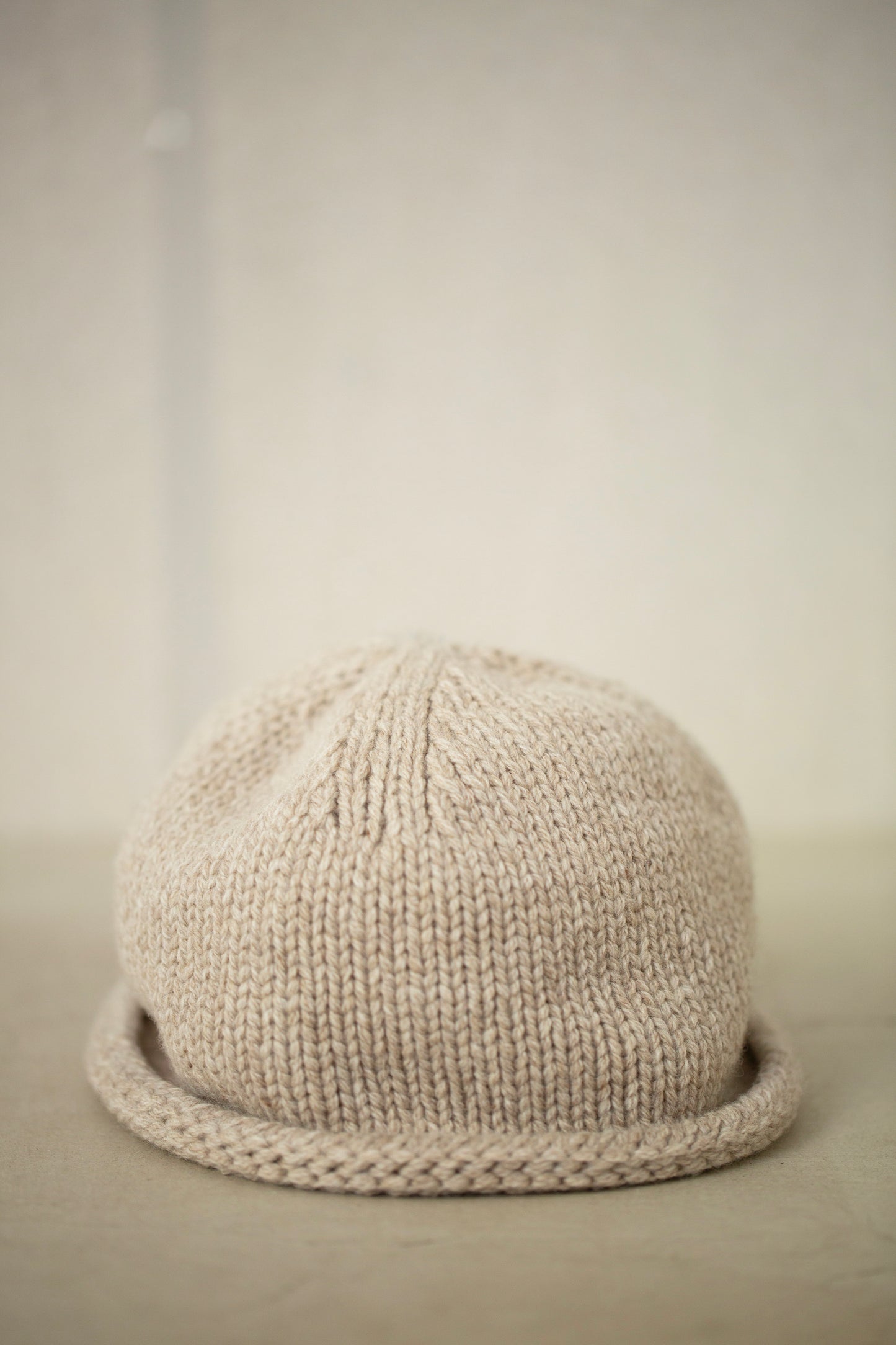 Almond hand knitted beanie