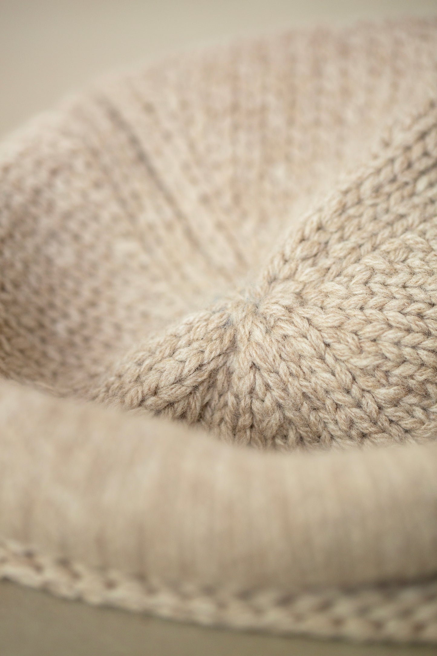 Almond hand knitted beanie