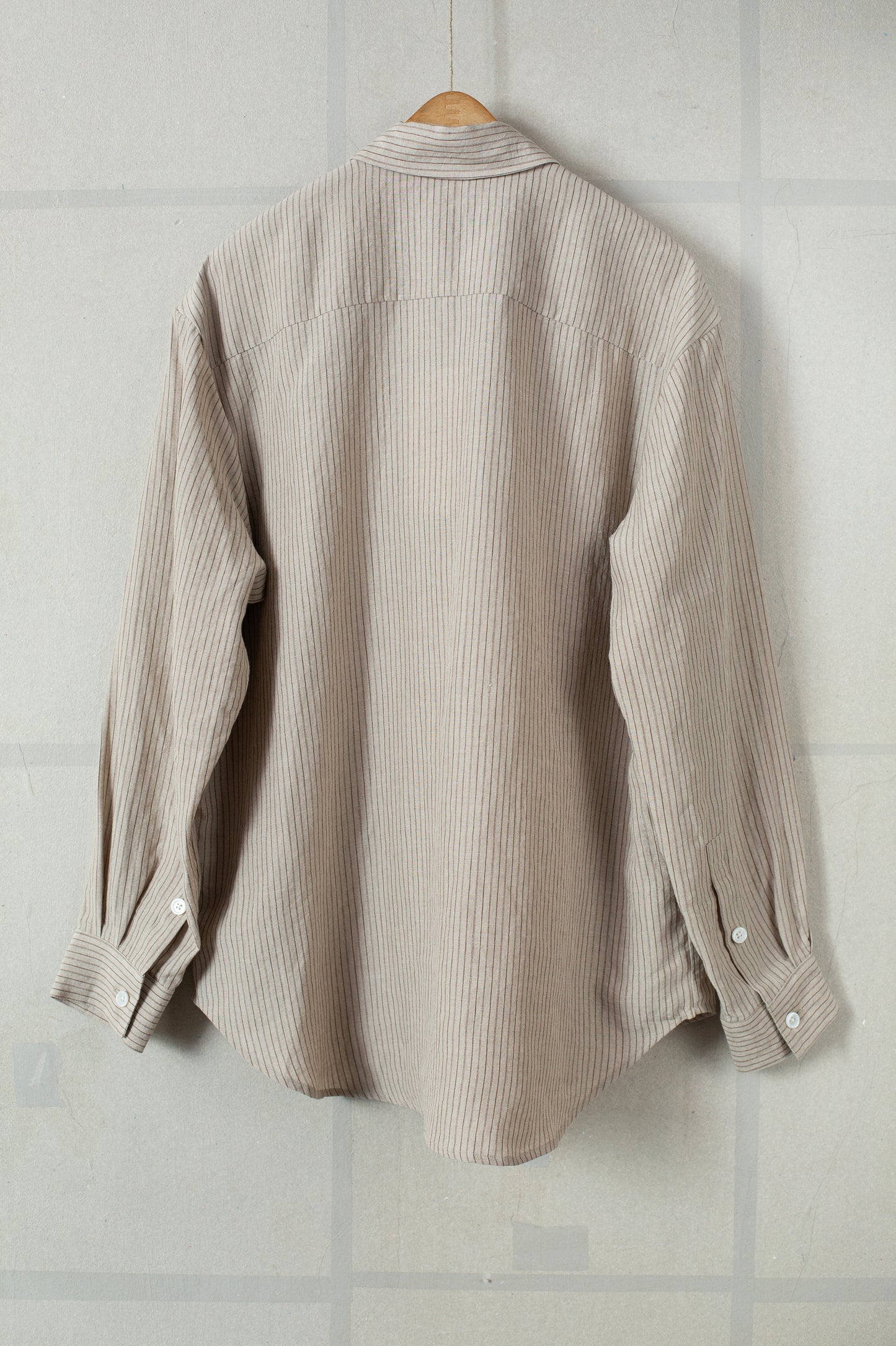 Big Shirt II in natural brown yarn dyed linen/cotton stripe