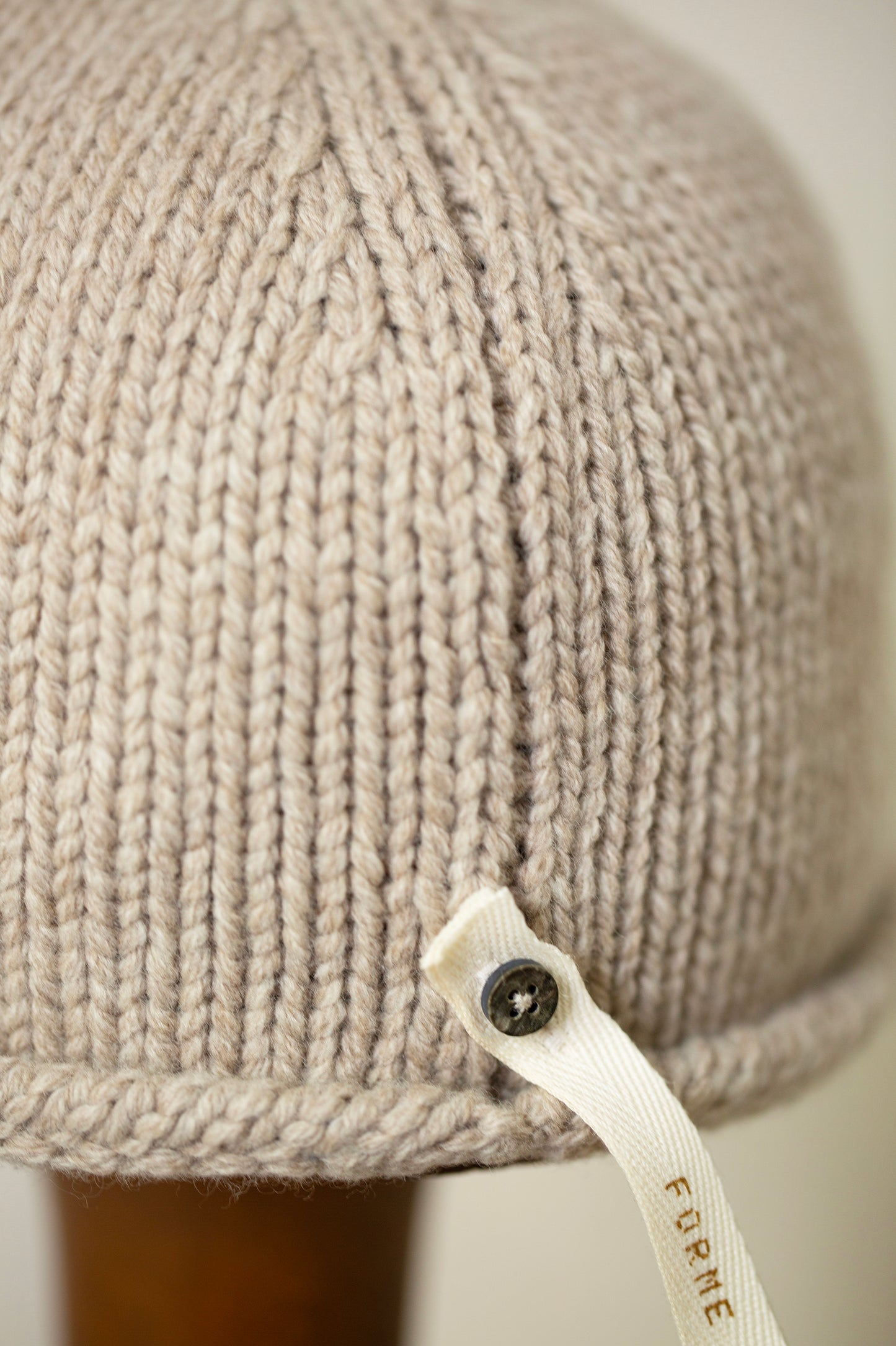 Almond hand knitted beanie