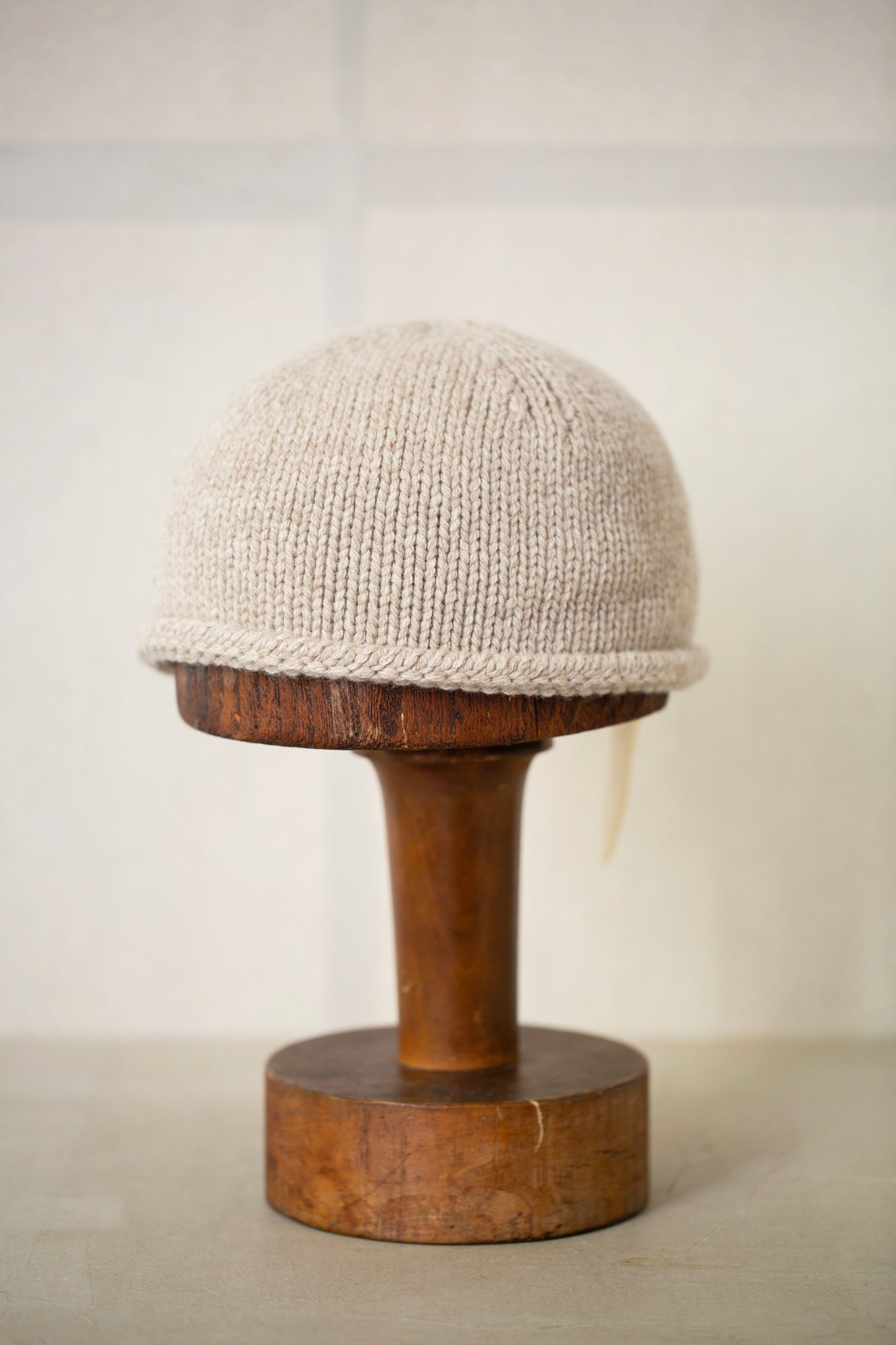 Almond hand knitted beanie