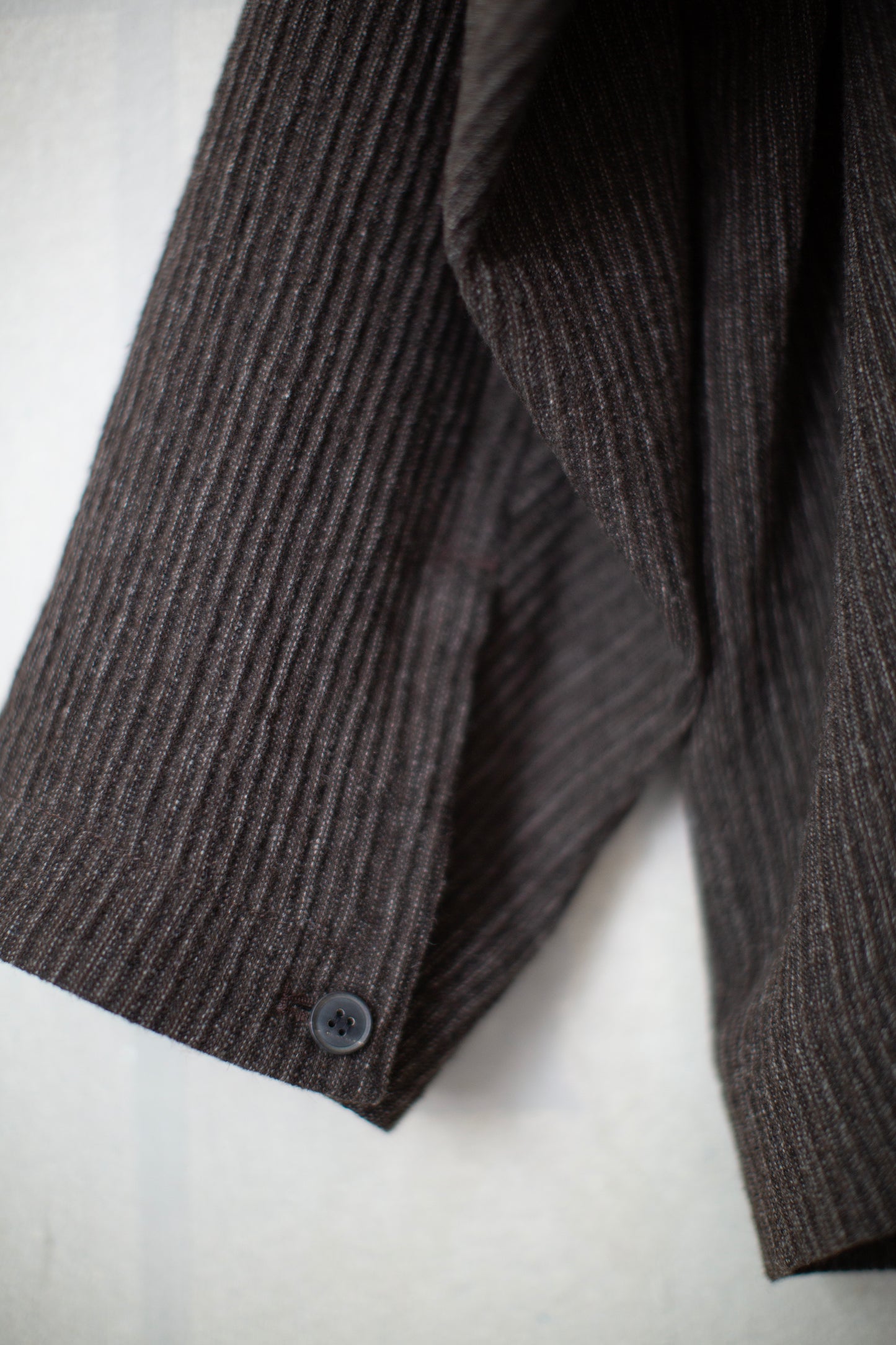 JACKET#66 - BROWN STRIPED YAK WOOL LINEN COTTON