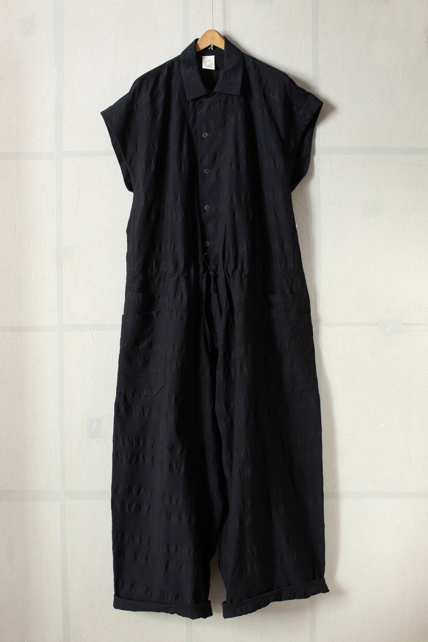 JUMPSUIT#12 - BROAD STRIPE CLOTH BLACK