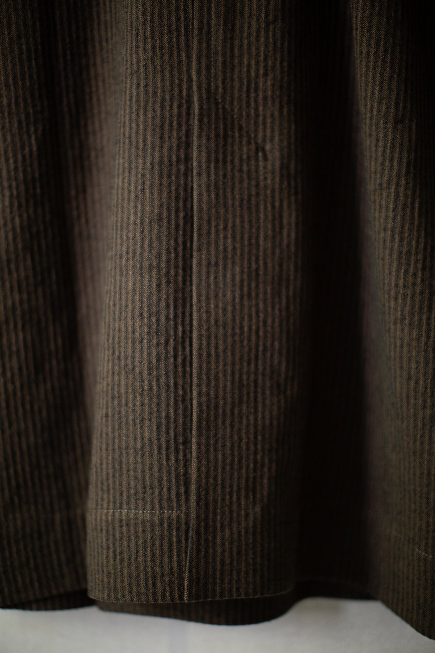 COAT#35 - KHAKI STRIPED HEMP COTTON REED TWILL