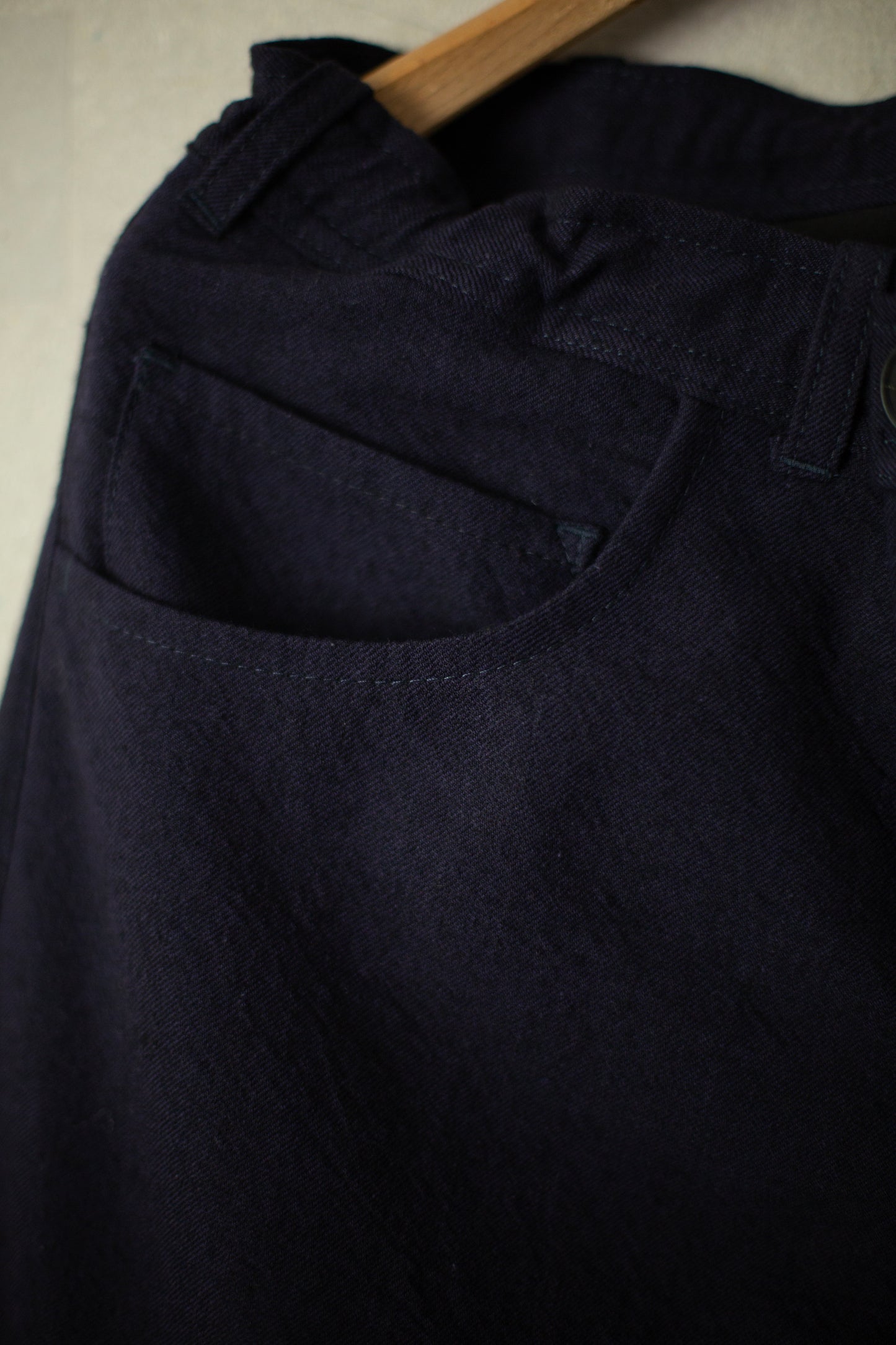 TROUSERS#70 - COTTON WOOL WASHED TWILL MIDNIGHT