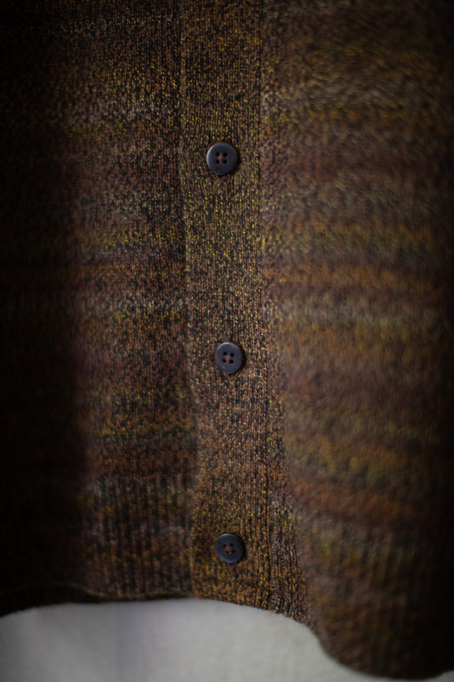 Charcoal brown gradation high neck cardigan