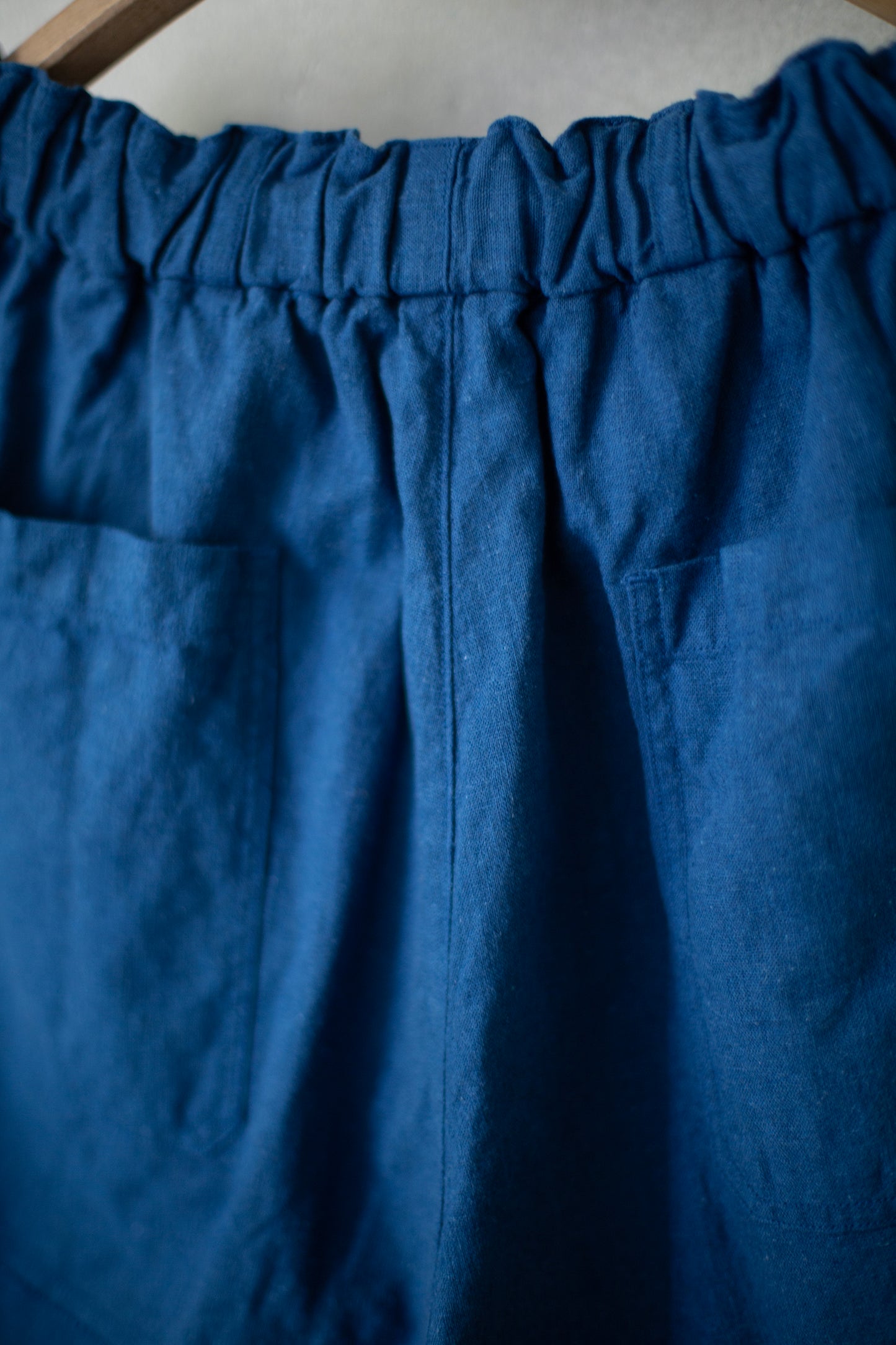 Panelled Loose Summer Trousers in Indigo Bamboo Cotton