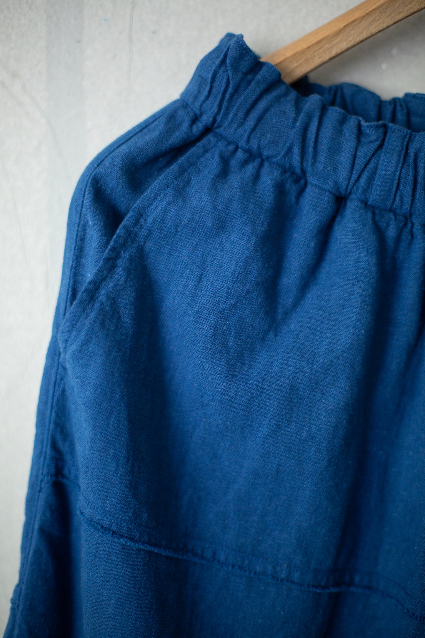 Panelled Loose Summer Trousers in Indigo Bamboo Cotton