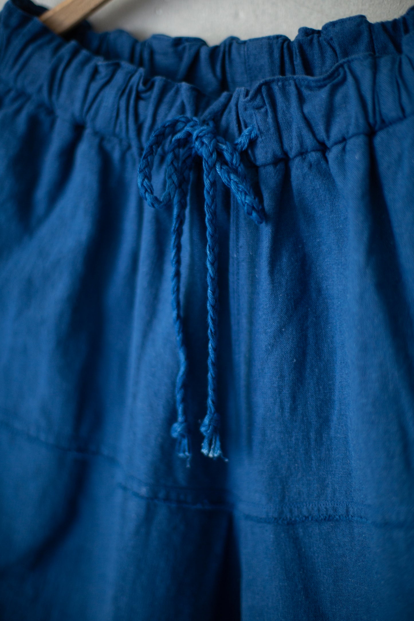 Panelled Loose Summer Trousers in Indigo Bamboo Cotton