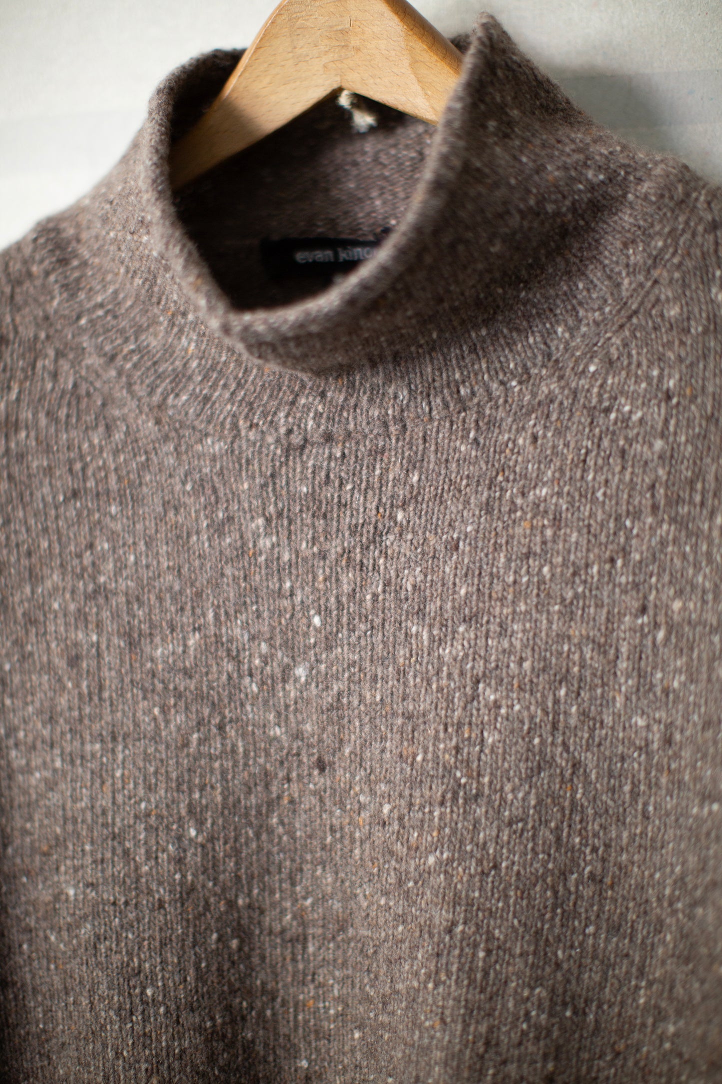 Rollneck Sweater in Light Brown Cashmere/Wool Tweed