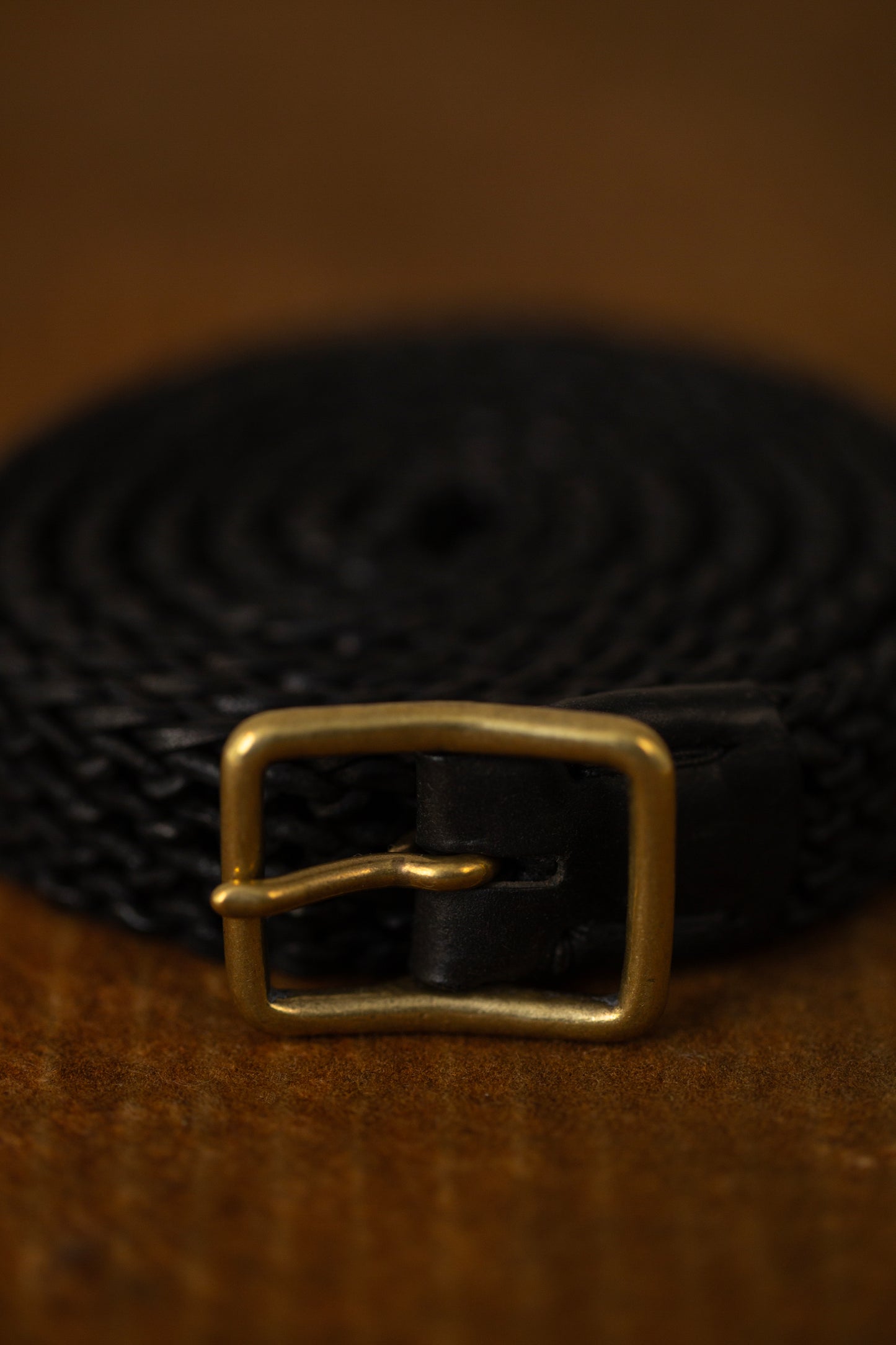 Black Hand Knitted horse Leather Belt