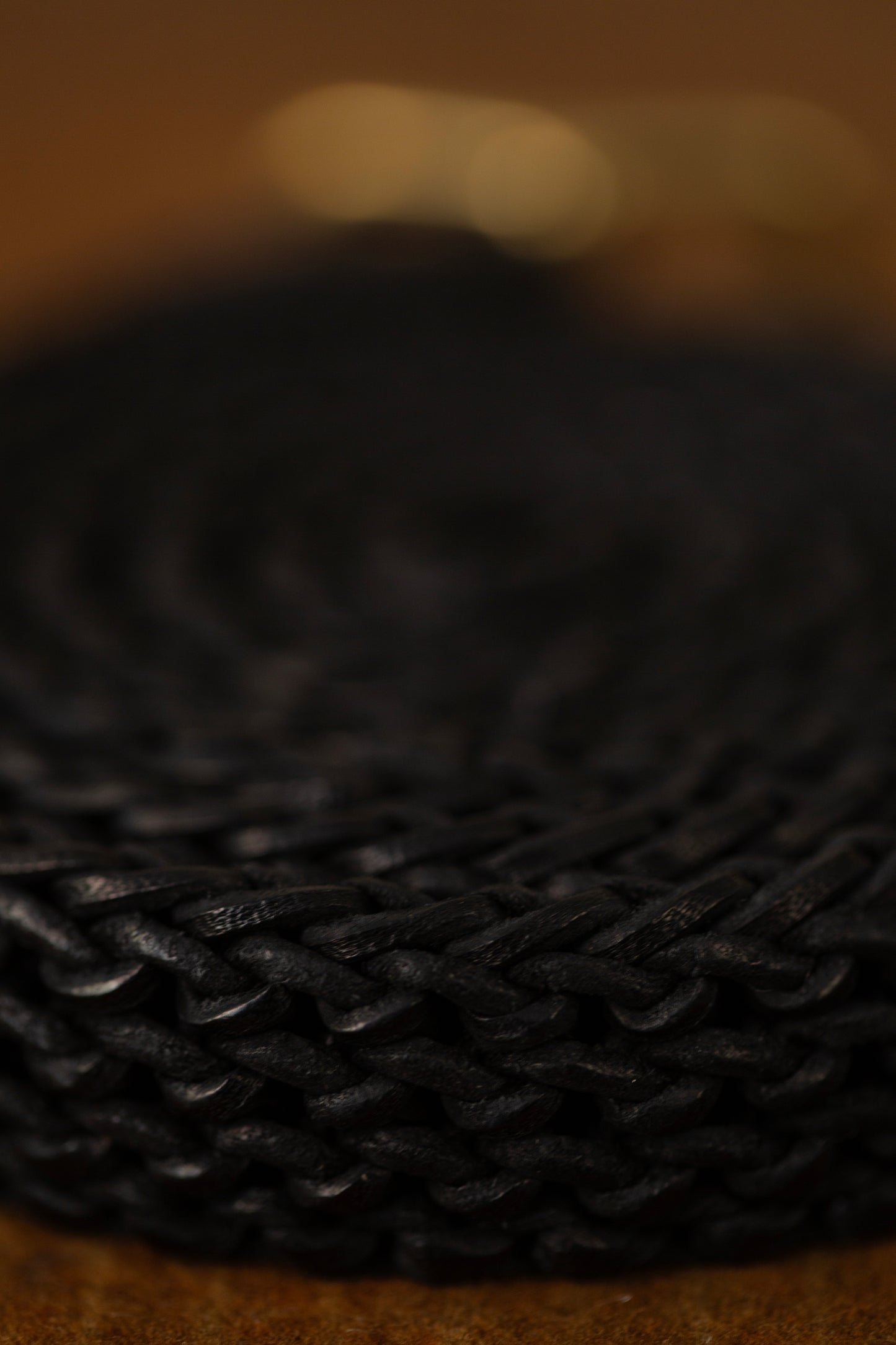 Black Hand Knitted horse Leather Belt