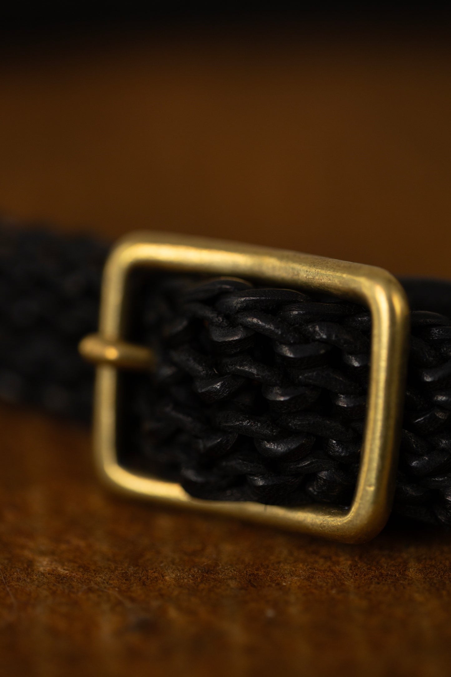 Black Hand Knitted horse Leather Belt
