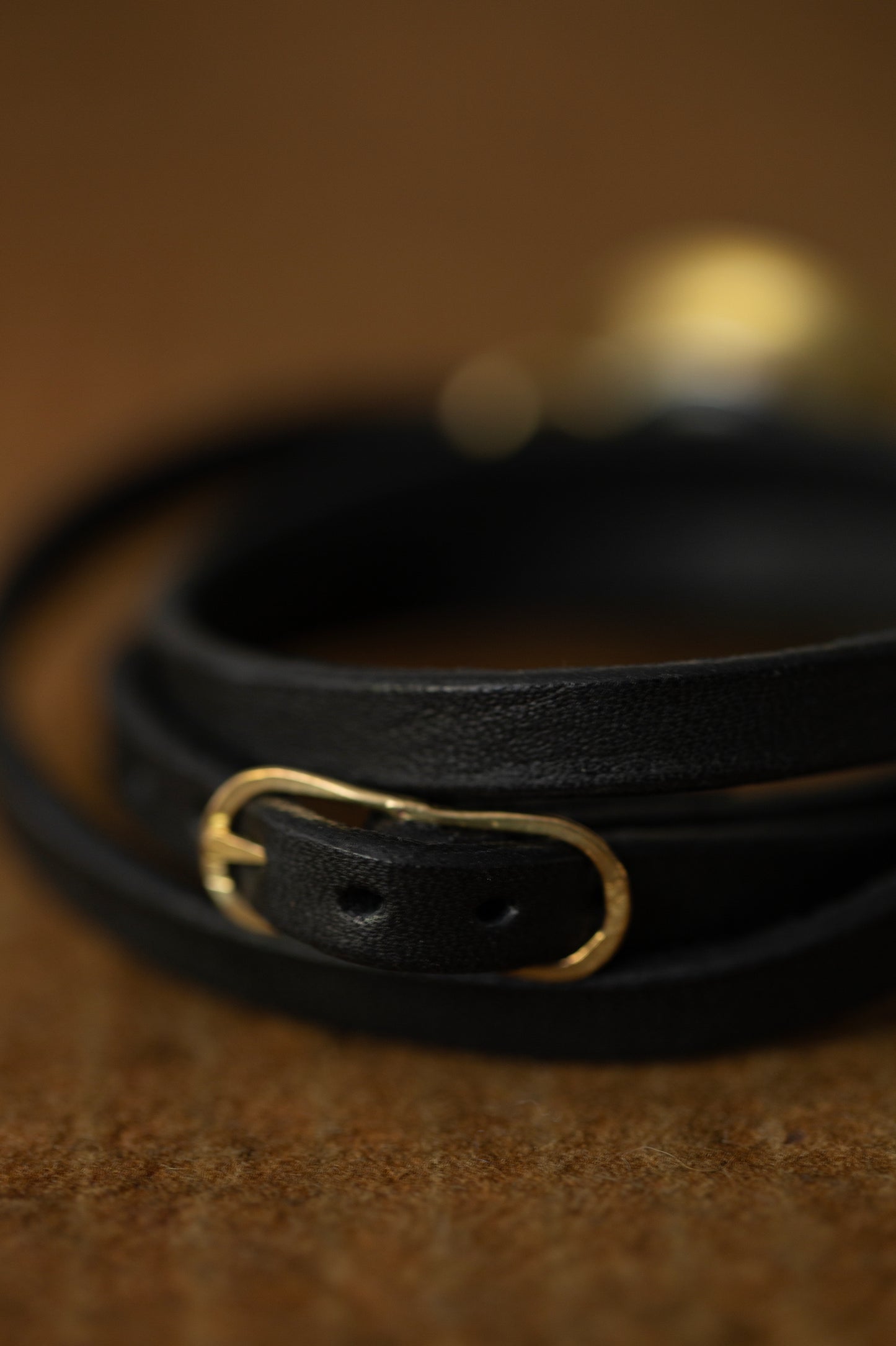 Black/brass tripple wrist wrap 'PETAL' watch