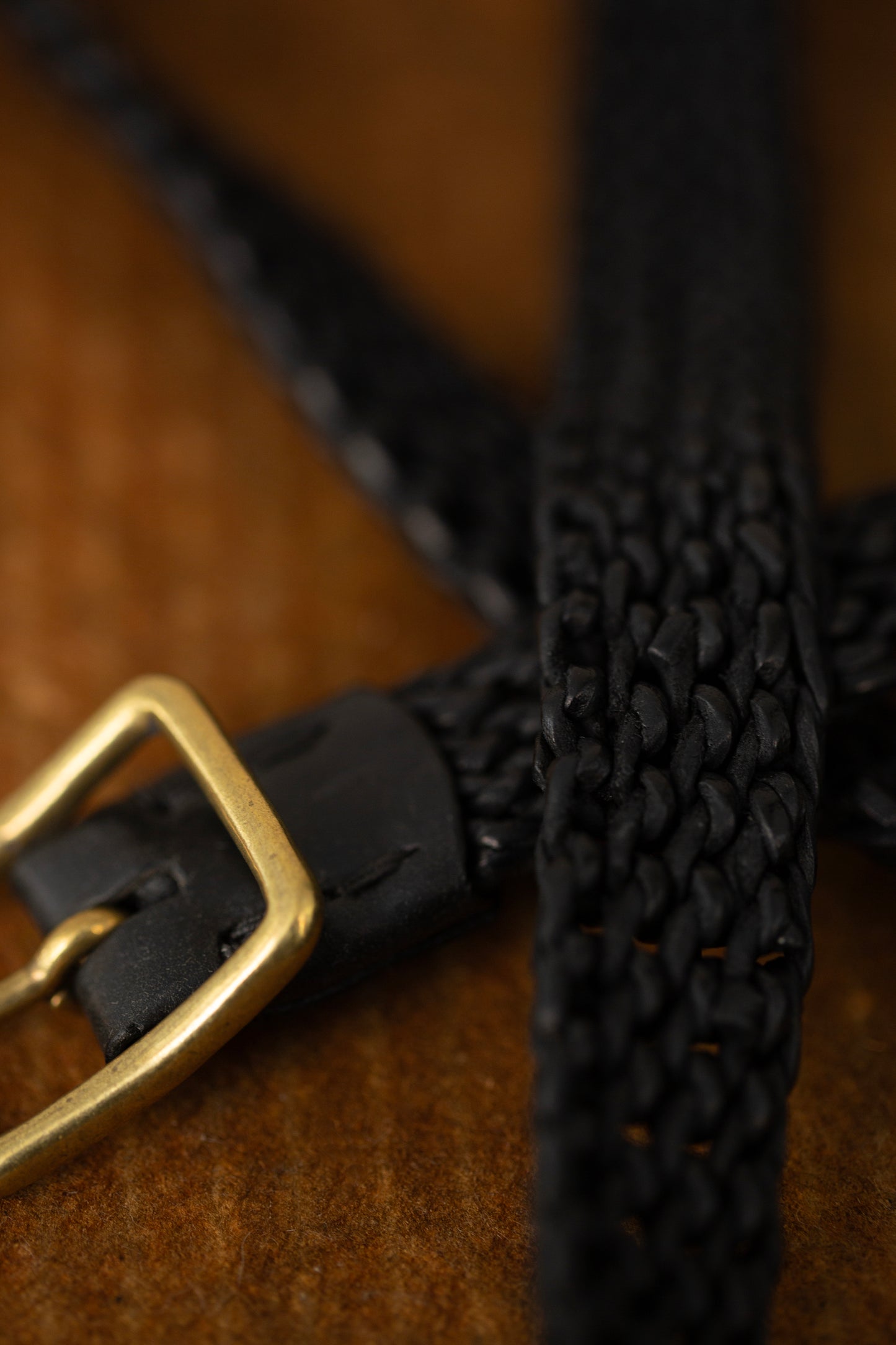 Black Hand Knitted horse Leather Belt