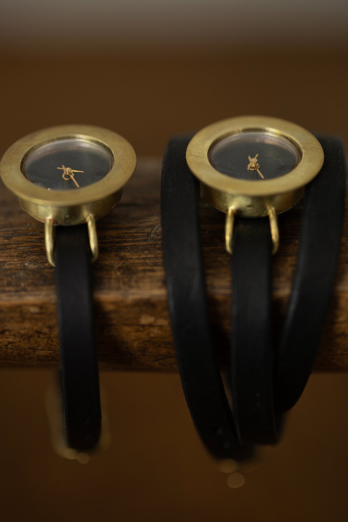 Black/brass 'PETAL' watch