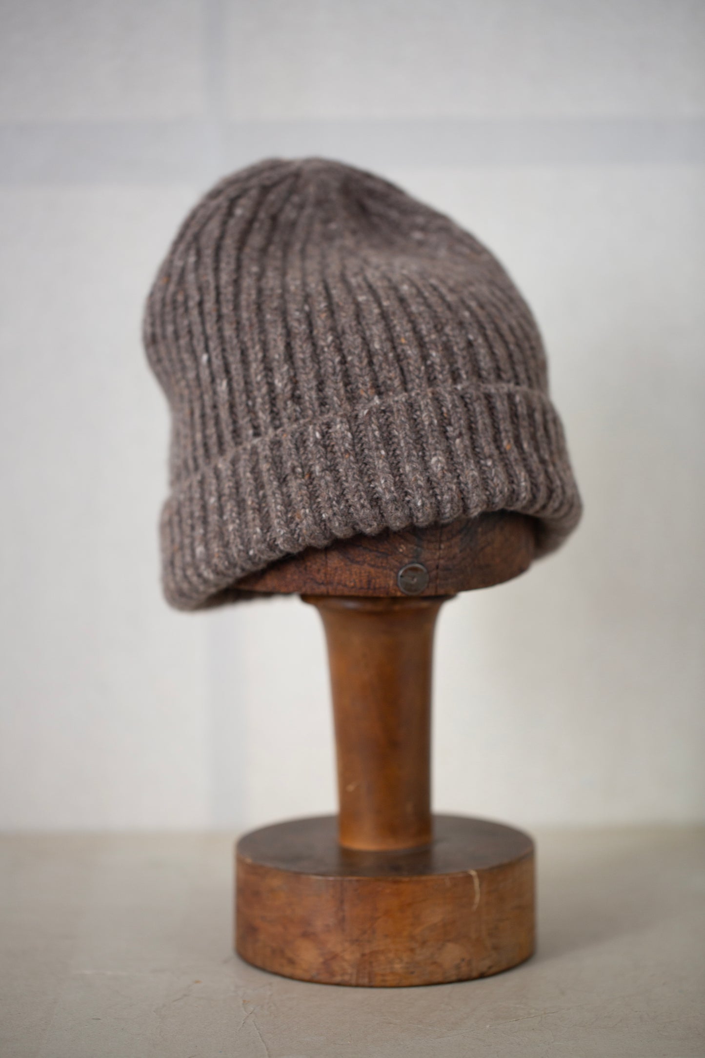 Knit Hat in Light Brown Cashmere/Wool Tweed
