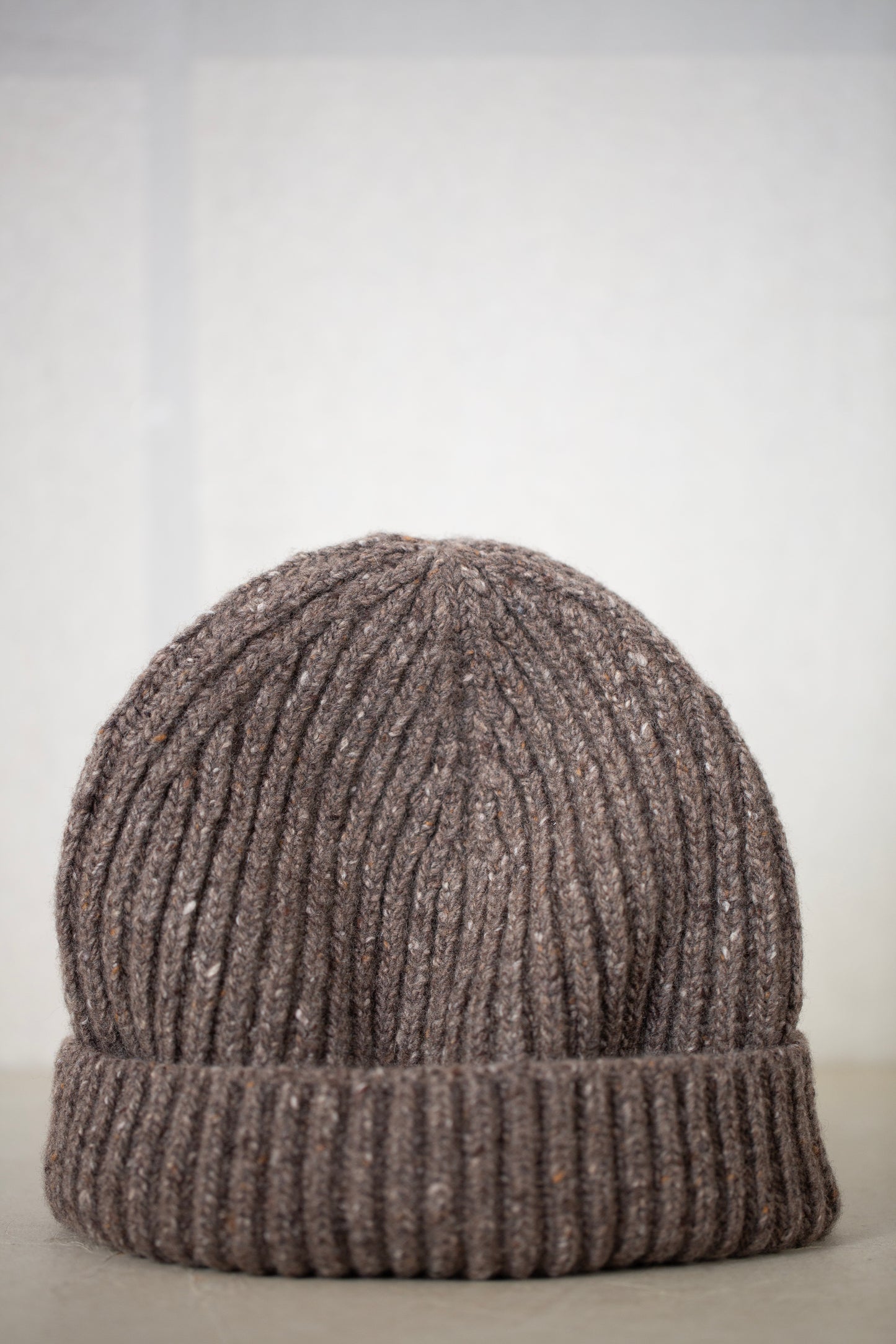 Knit Hat in Light Brown Cashmere/Wool Tweed
