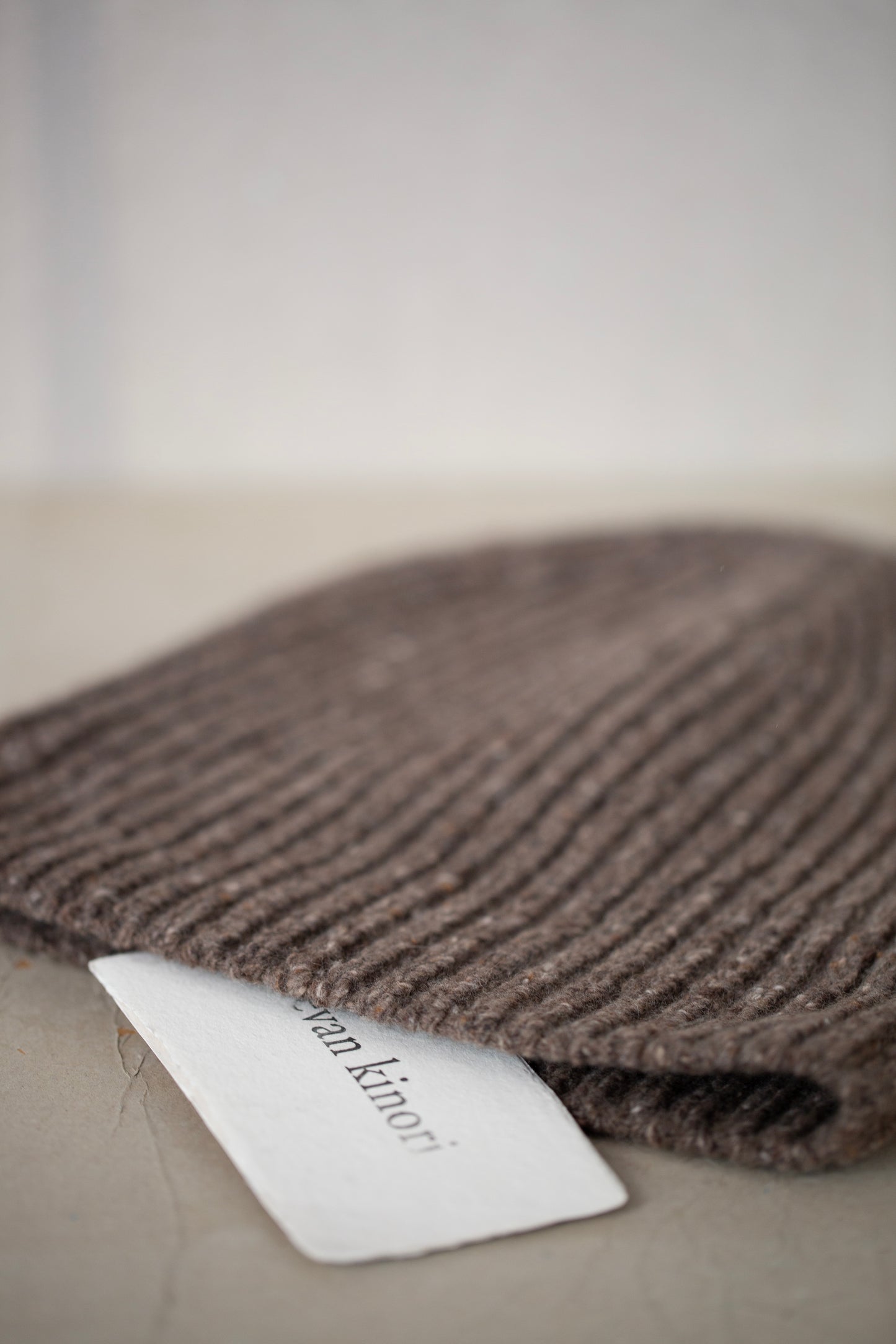 Knit Hat in Light Brown Cashmere/Wool Tweed