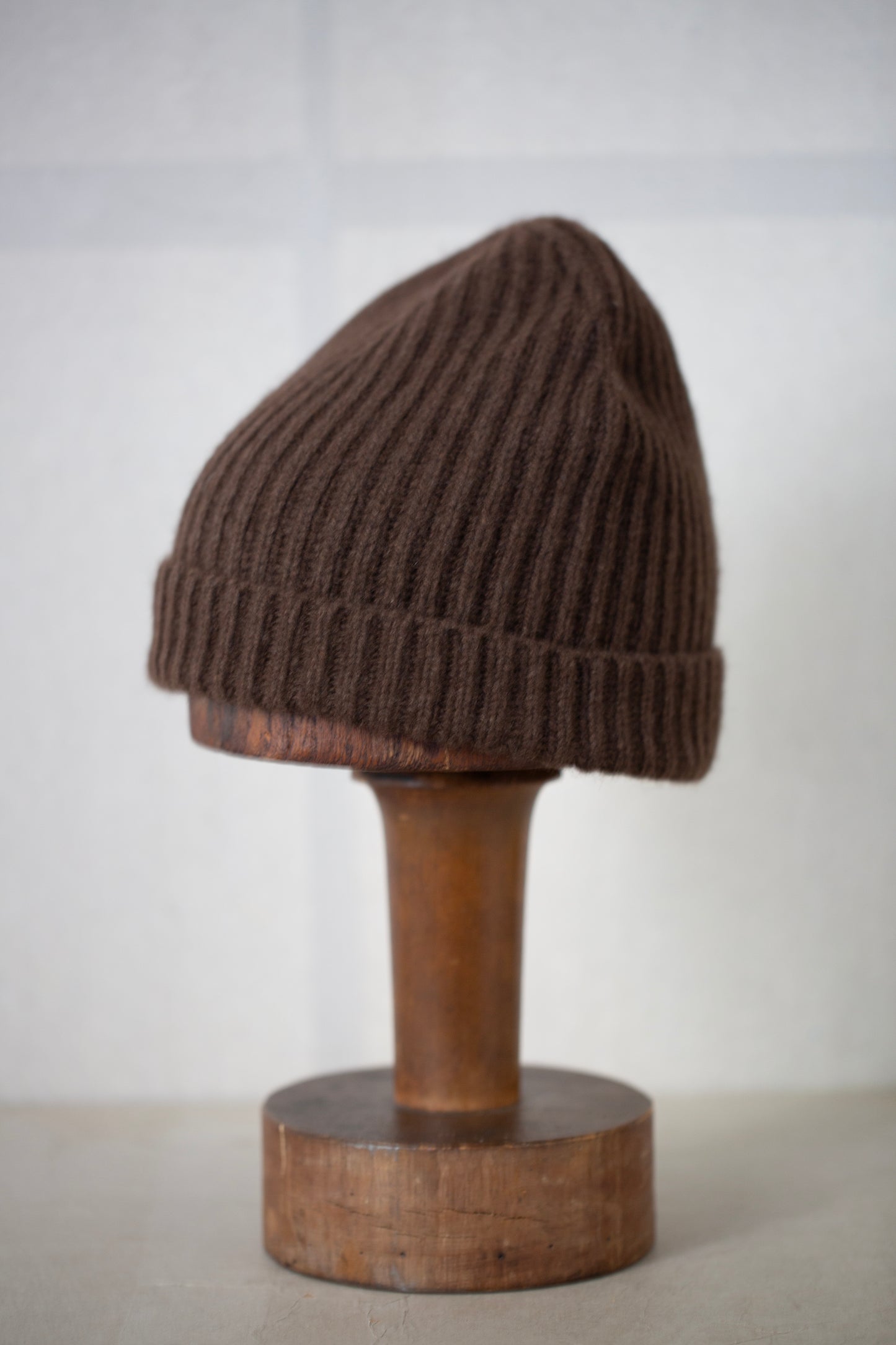 Knit Hat in Dark Brown Undyed Yak Wool