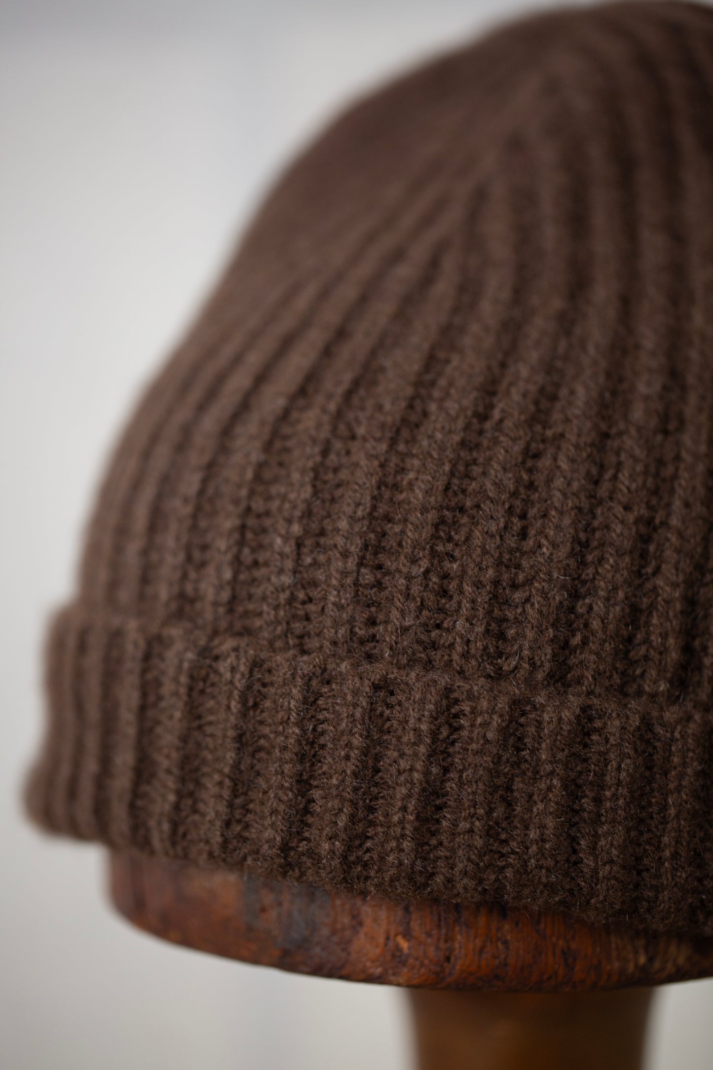 Knit Hat in Dark Brown Undyed Yak Wool