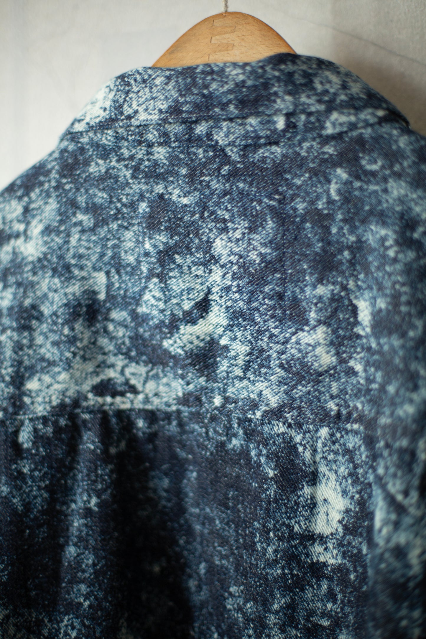 Discharged indigo denim jacket