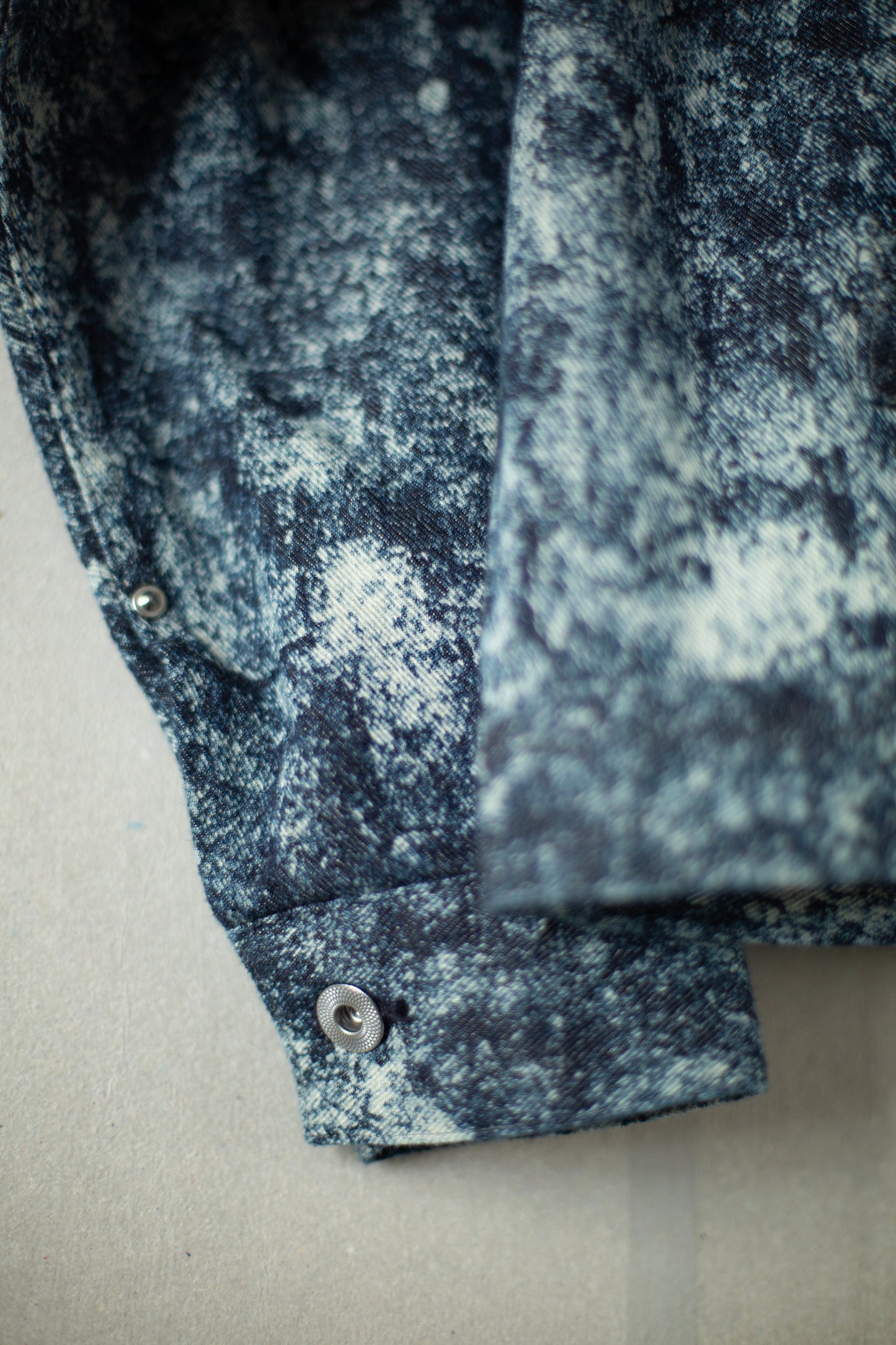 Discharged indigo denim jacket