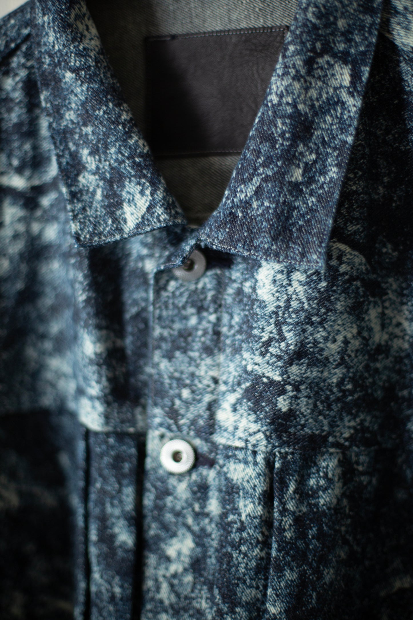 Discharged indigo denim jacket