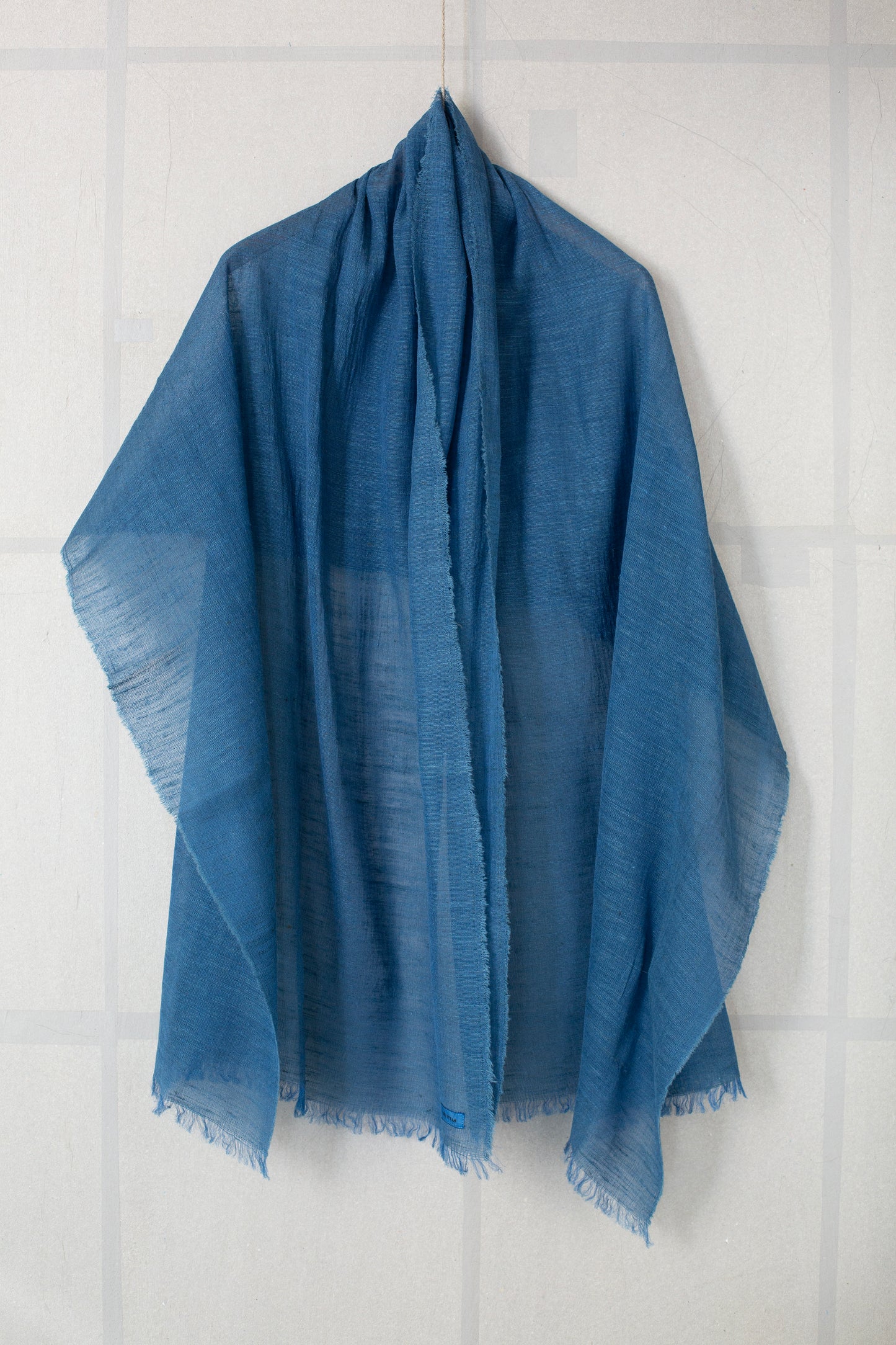 stole in light natural indigo tussar silk