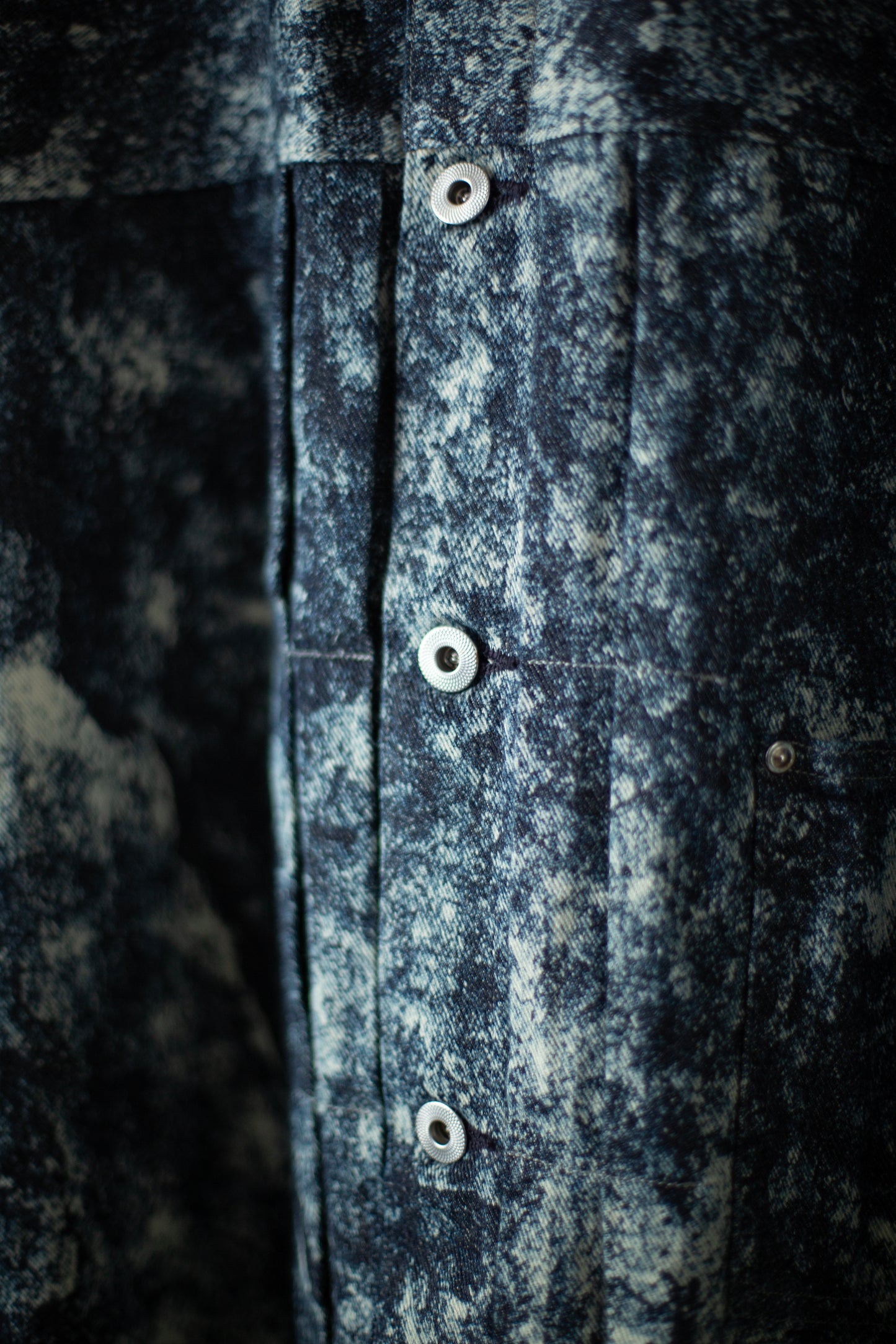Discharged indigo denim jacket