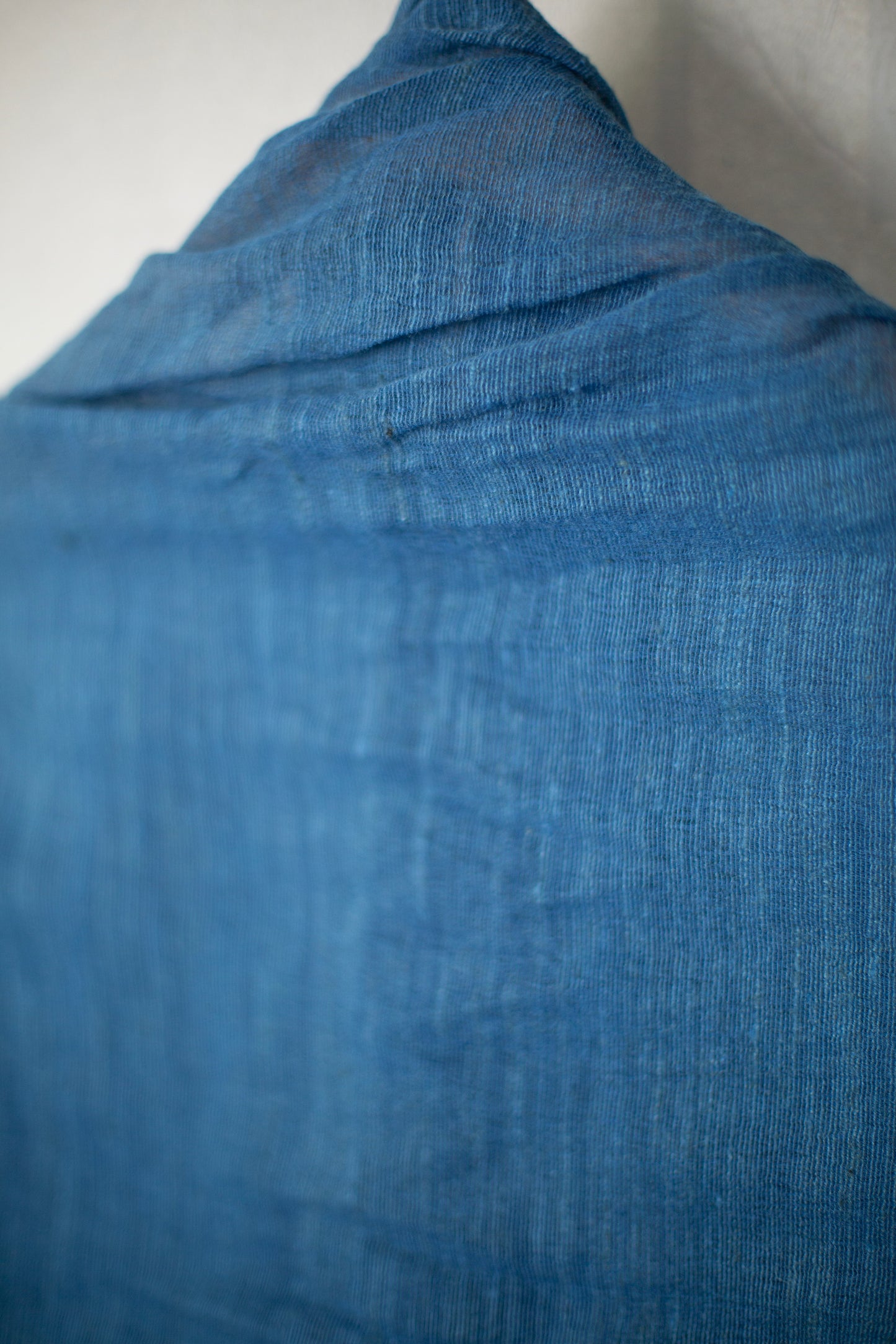 stole in light natural indigo tussar silk
