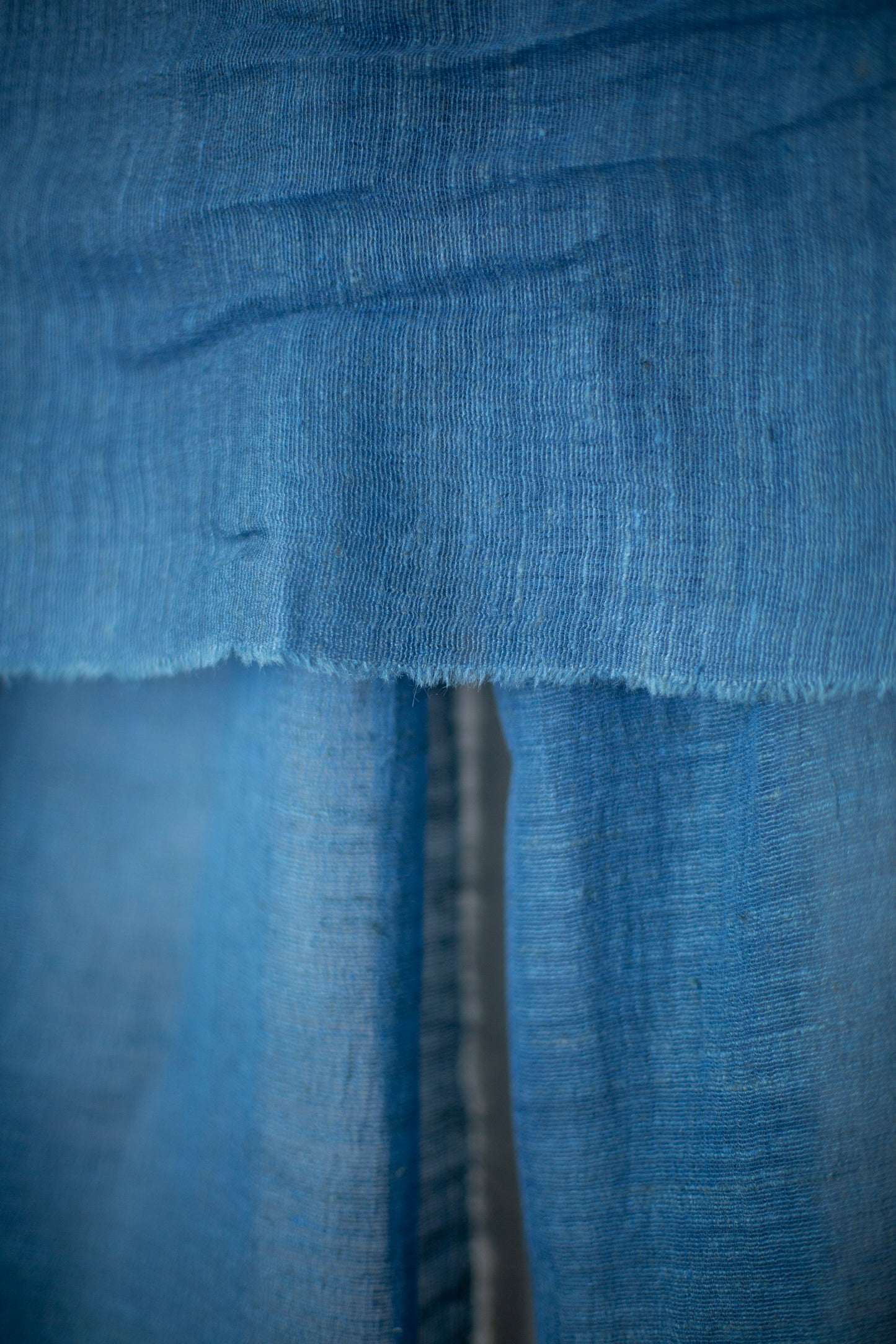 stole in light natural indigo tussar silk