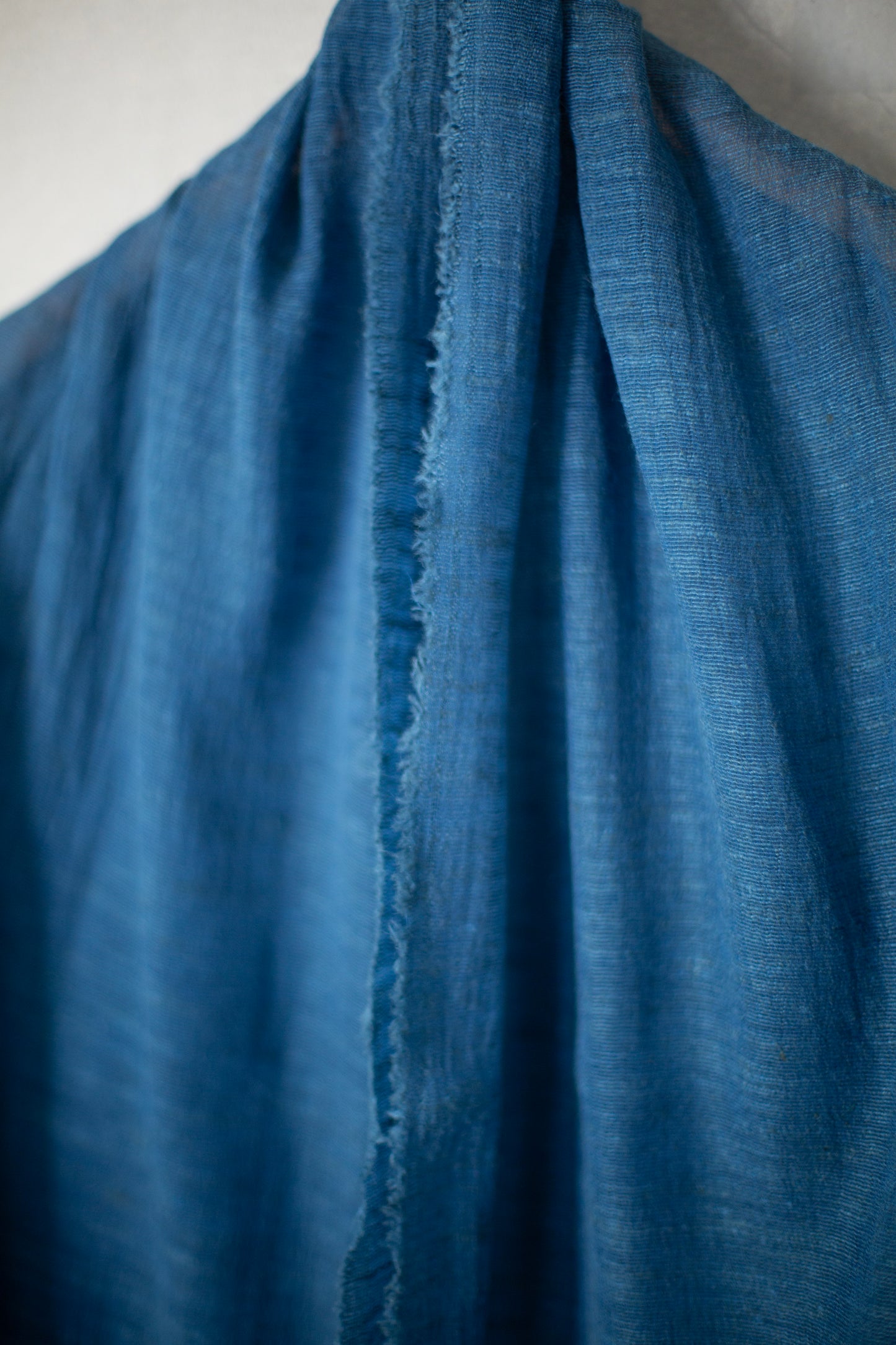 stole in light natural indigo tussar silk