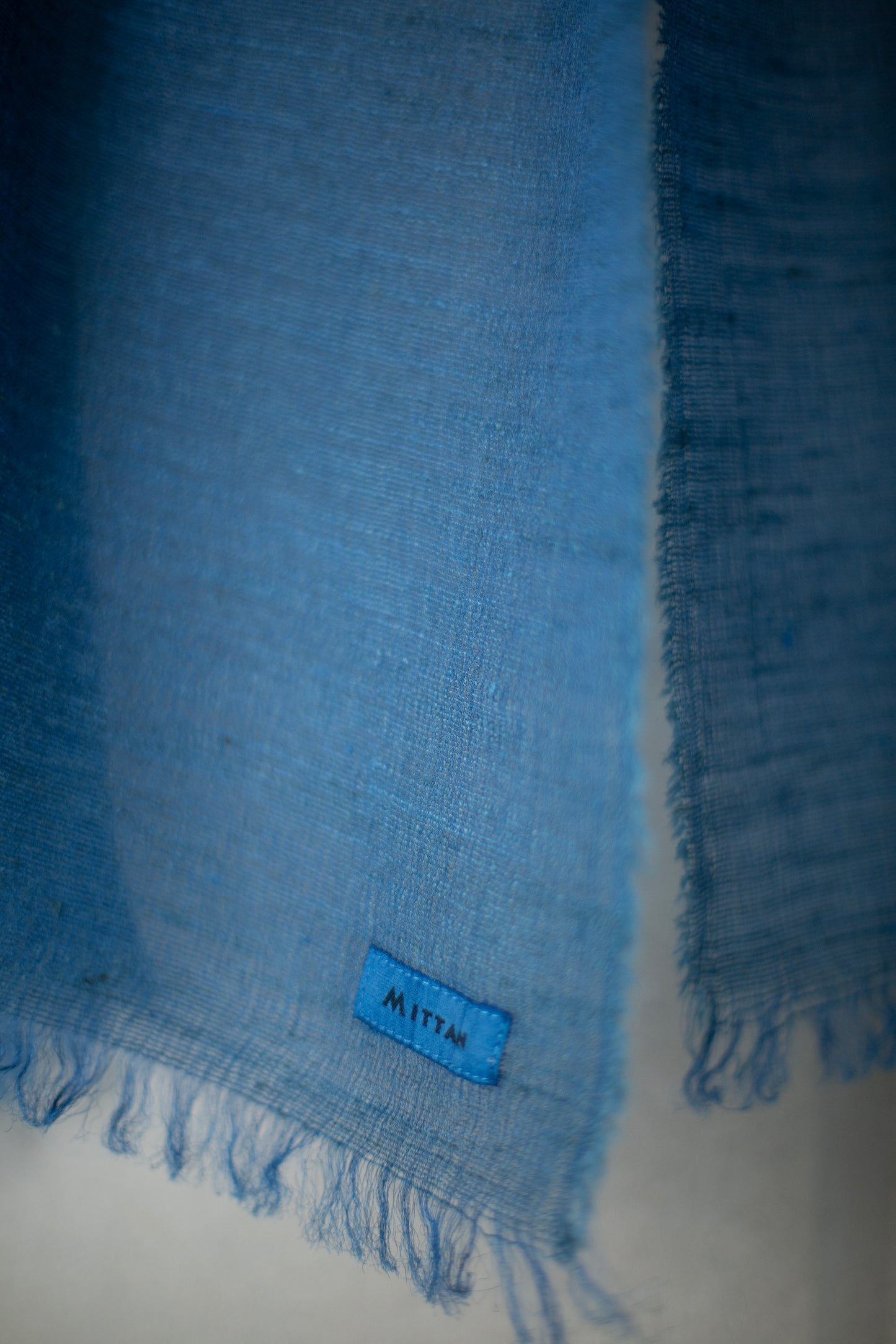 stole in light natural indigo tussar silk