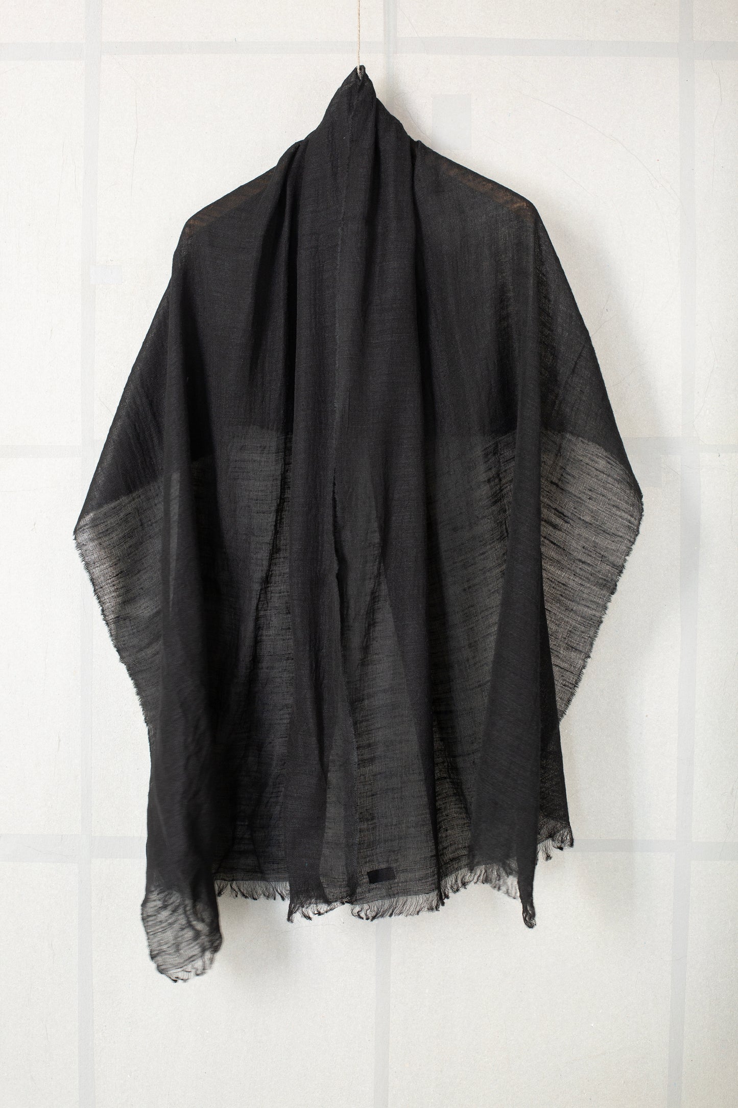 stole in black tussar silk