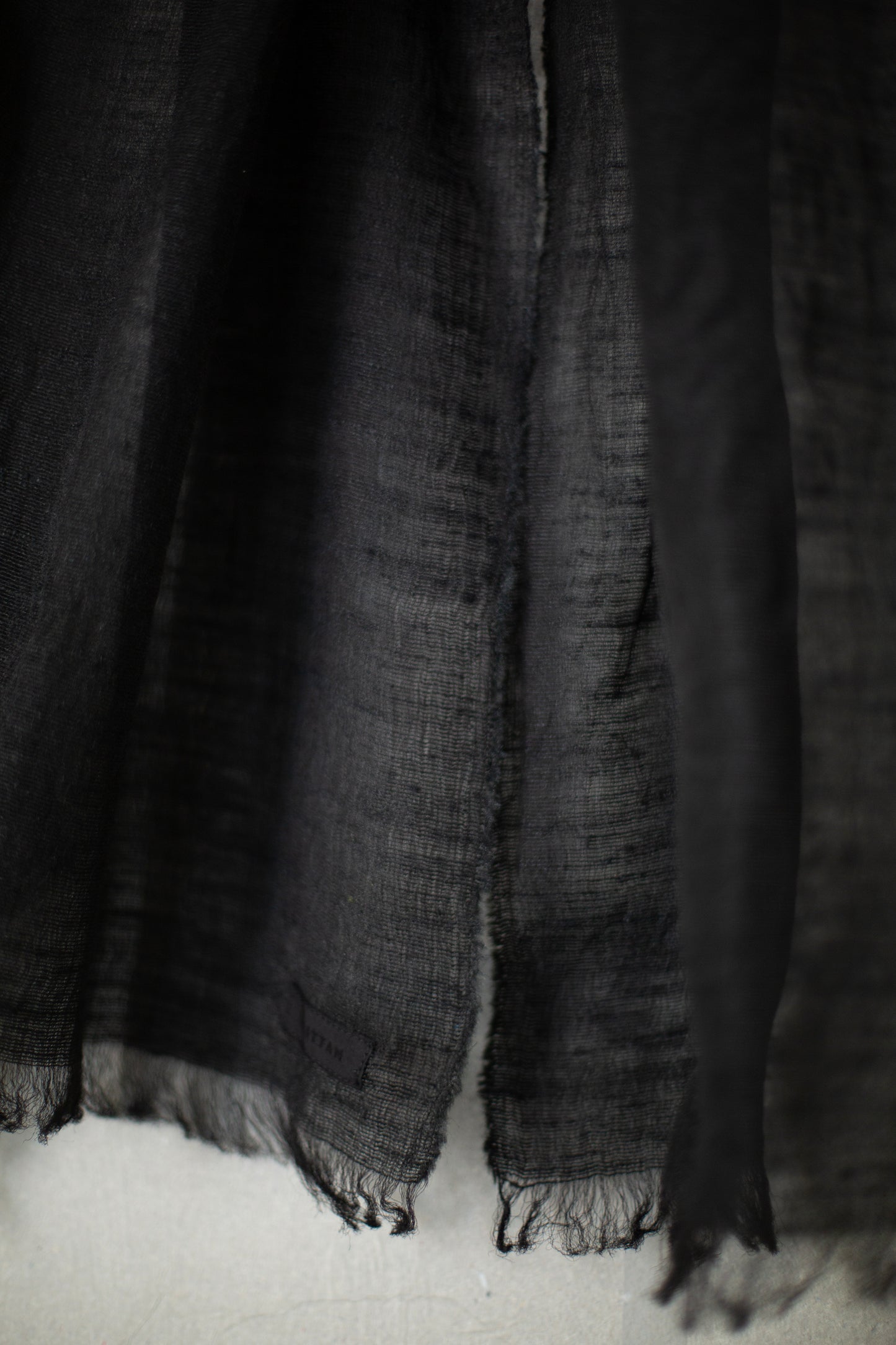 stole in black tussar silk