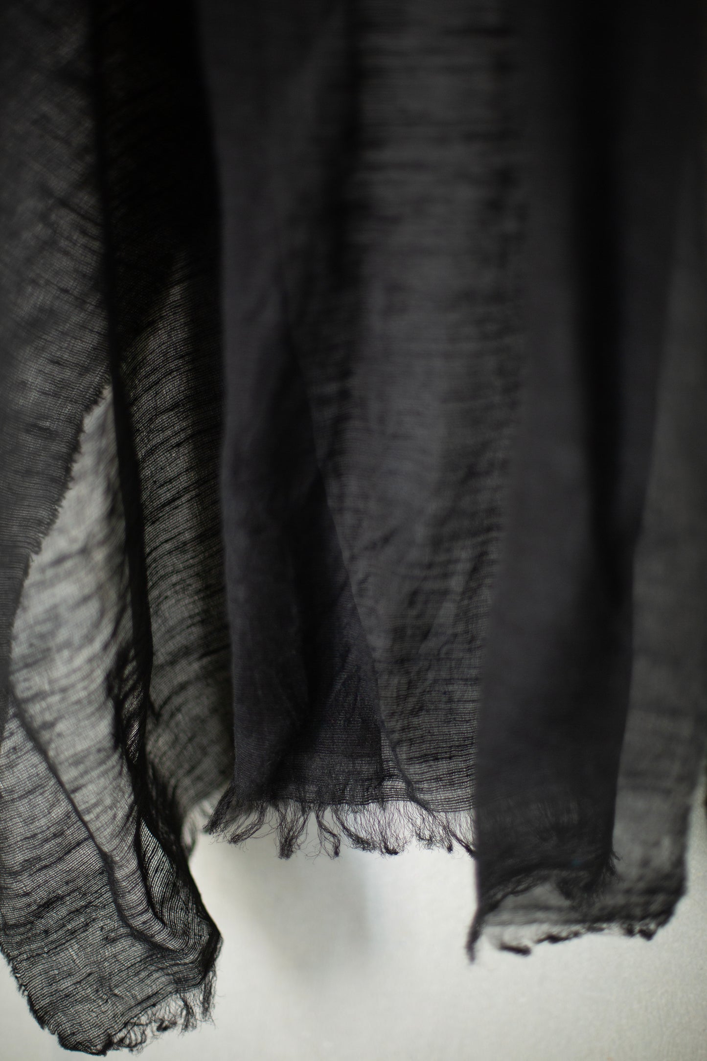 stole in black tussar silk