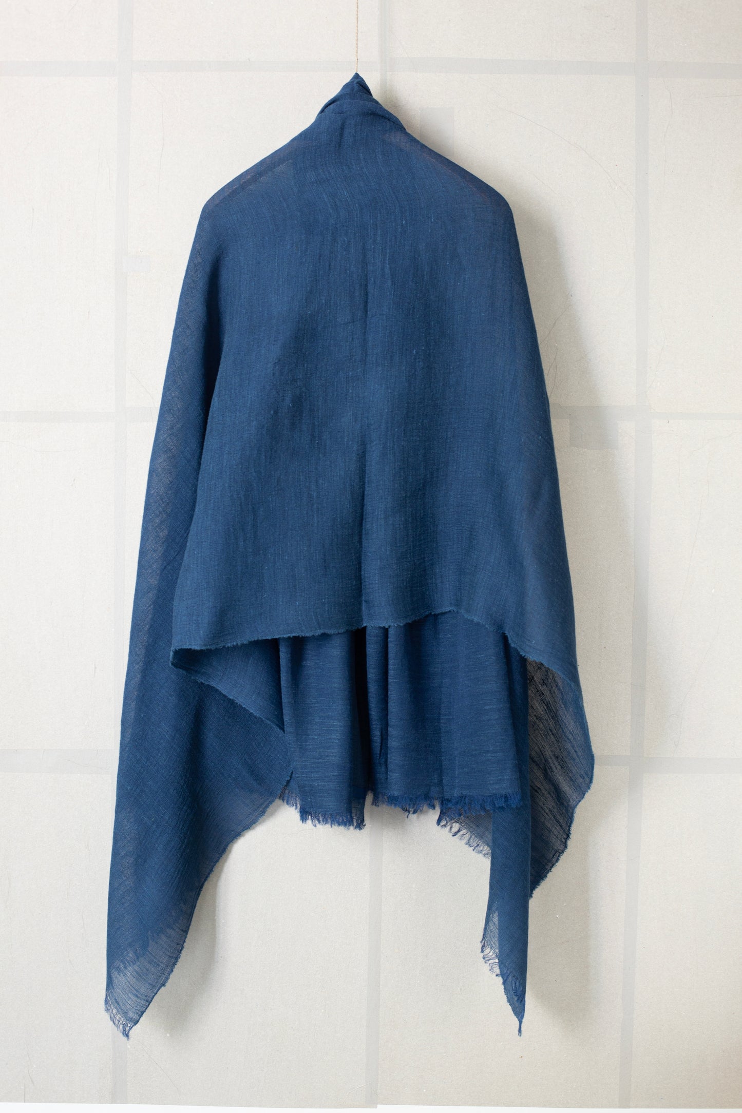 Large shawl in dark natural indigo Tussar silk
