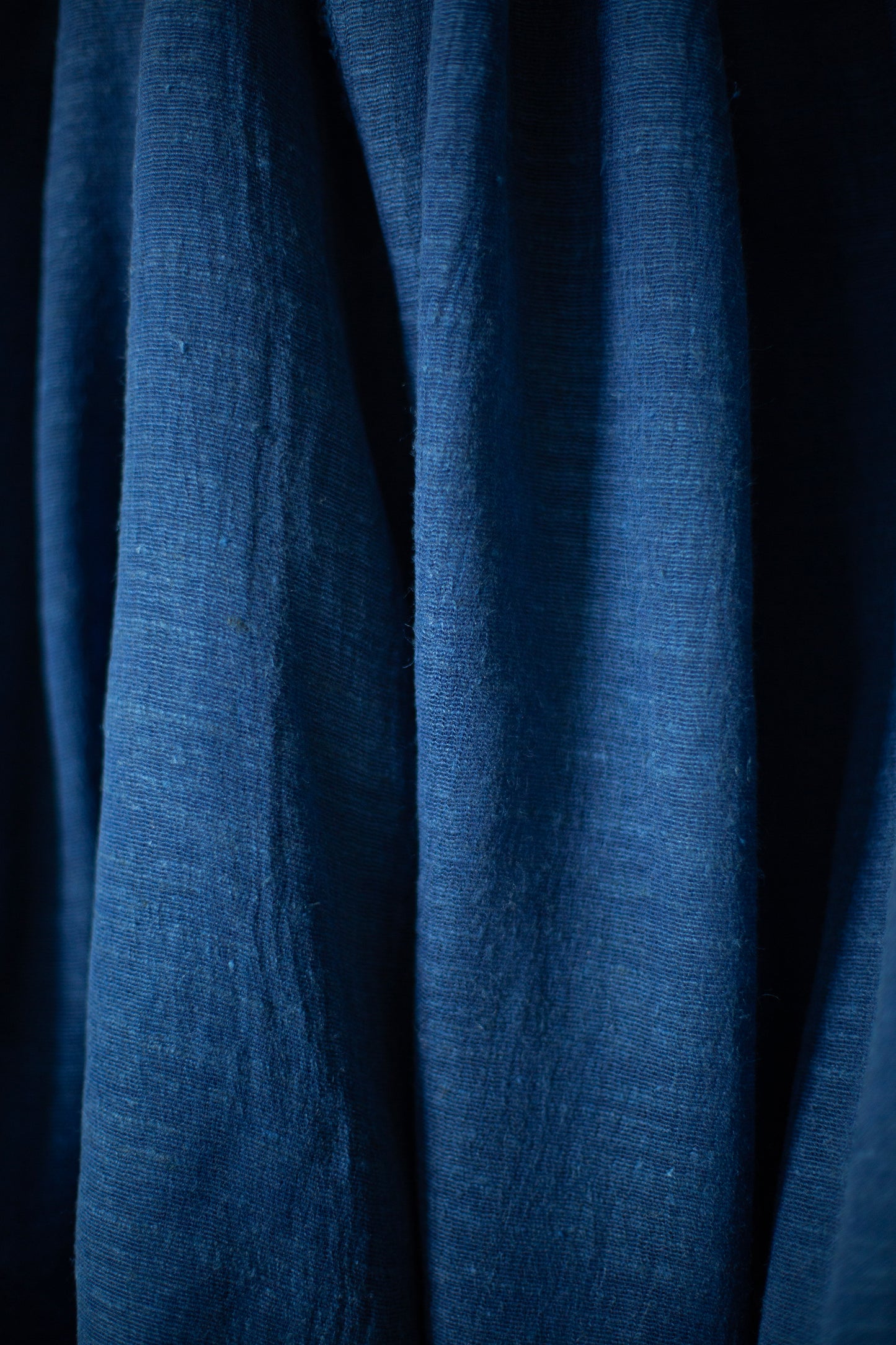 Large shawl in dark natural indigo Tussar silk
