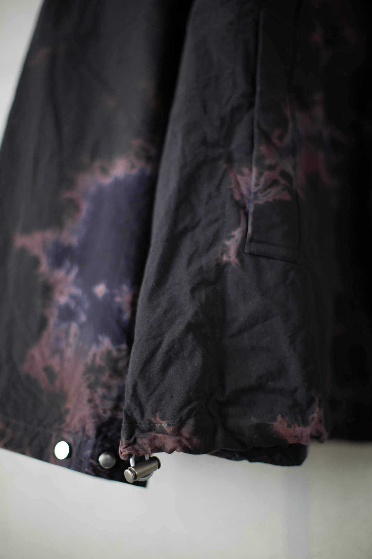 black/black cotton broad hooded jacket with shibori dyed pattern