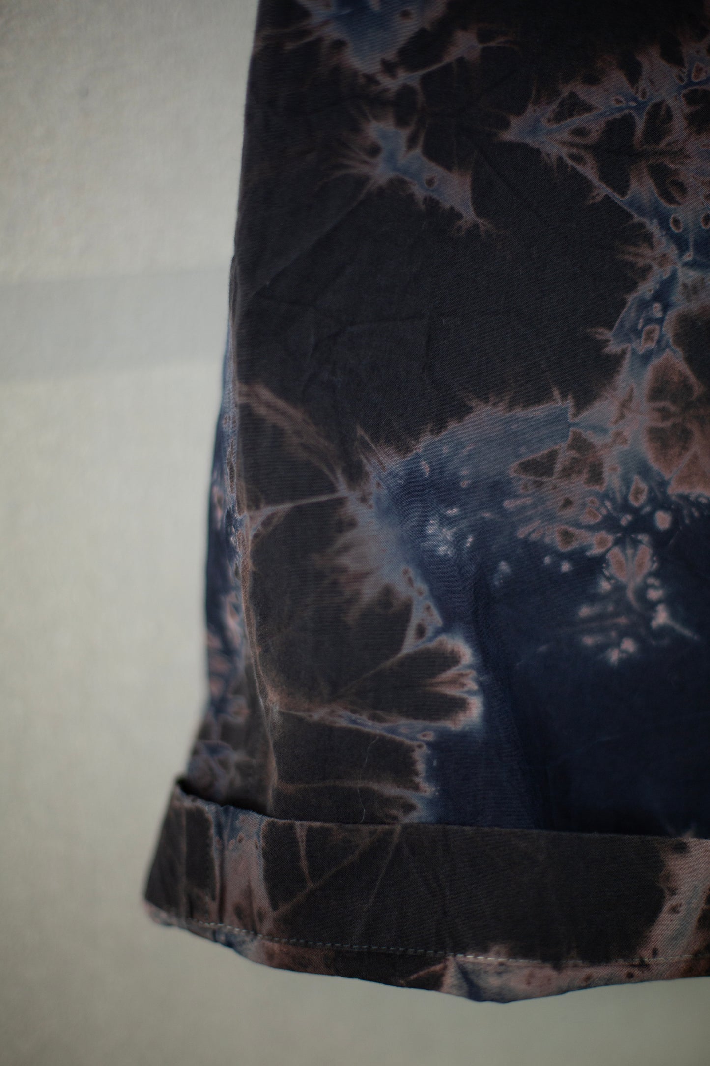 black/black cotton broad wide drawstring pants with shibori dyed pattern
