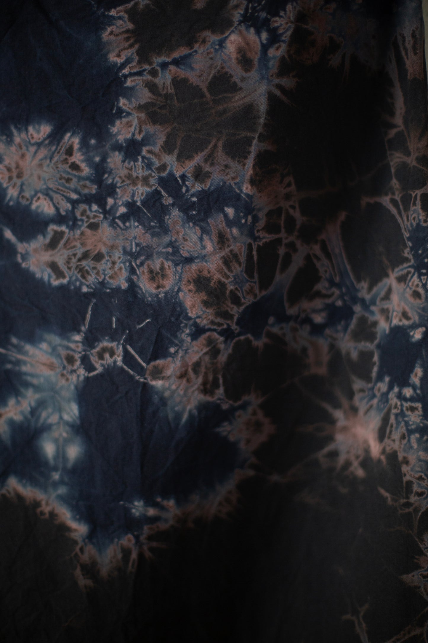 black/black cotton broad wide drawstring pants with shibori dyed pattern