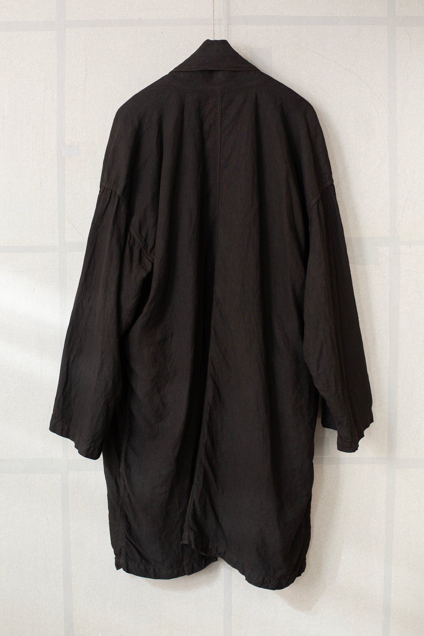 Mud dyed brown shawl collar kimono coat