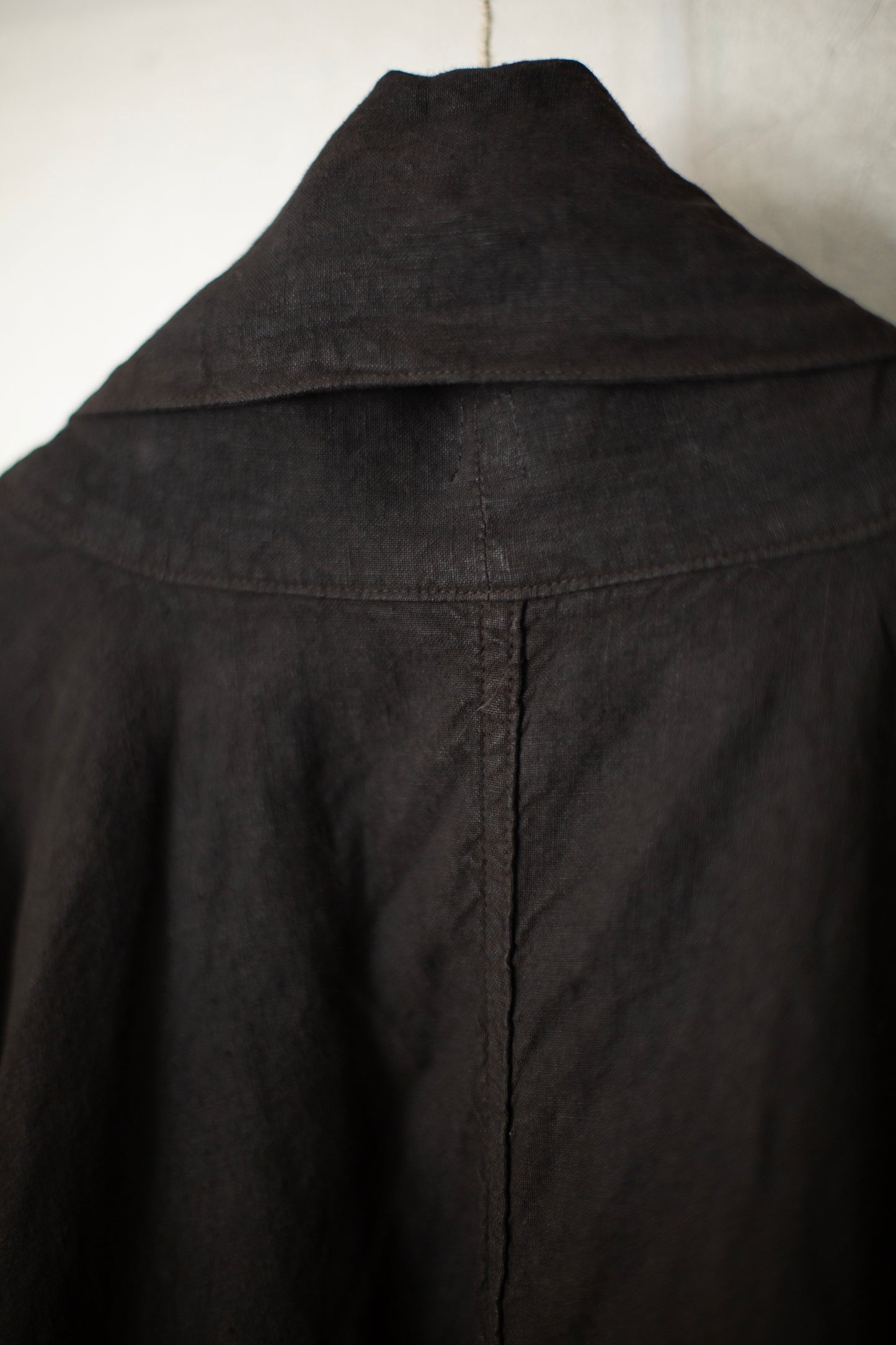 Mud dyed brown shawl collar kimono coat