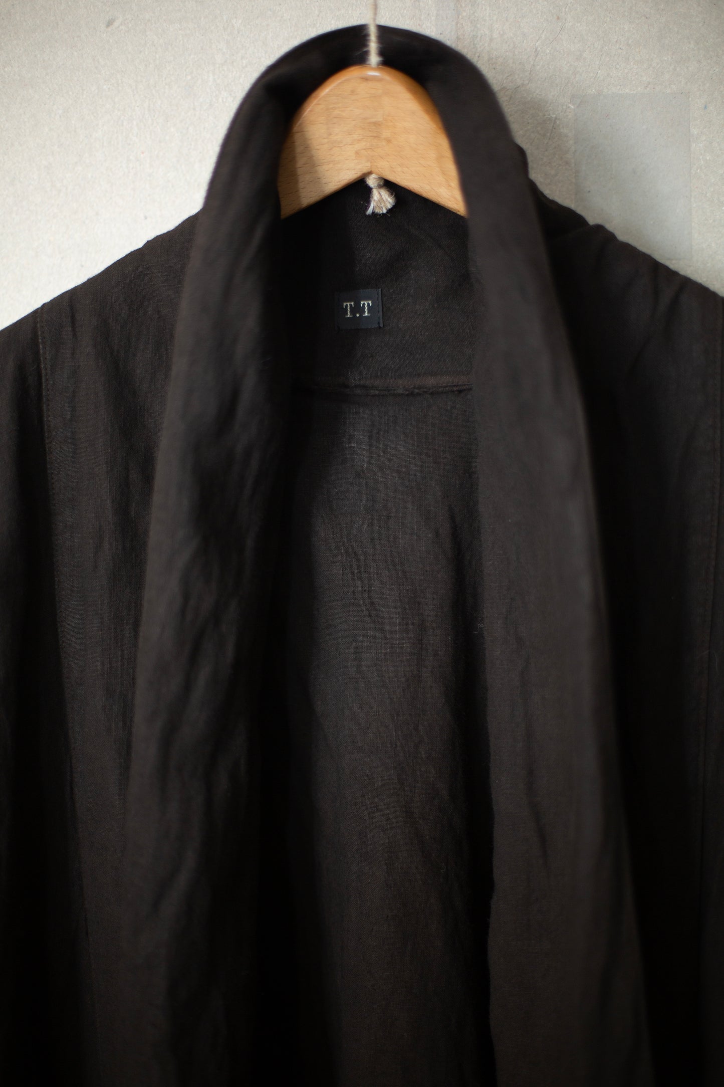 Mud dyed brown shawl collar kimono coat