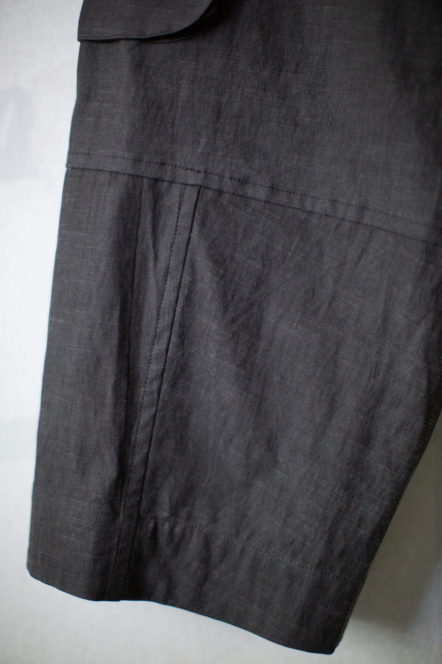 dark sumi slub cloth cargo trousers