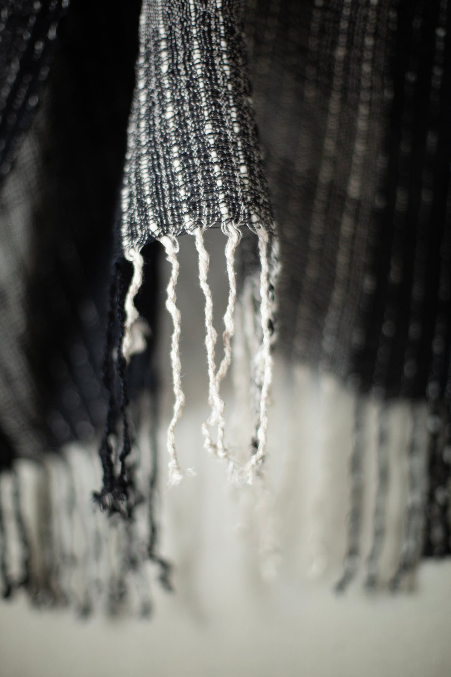 SCARF#38 - HANDWOVEN BLACK AND WHITE