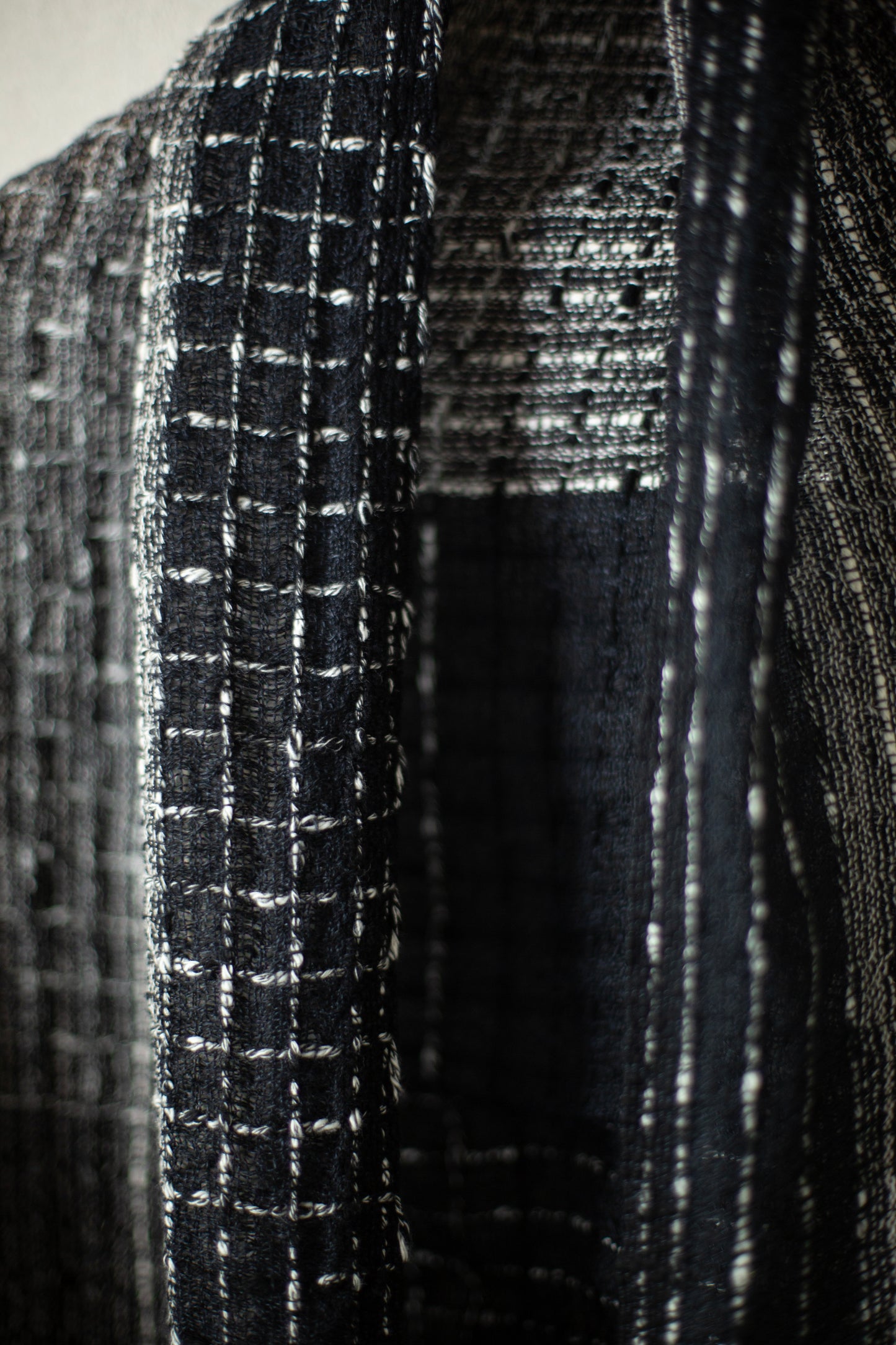 SCARF#38 - HANDWOVEN BLACK AND WHITE