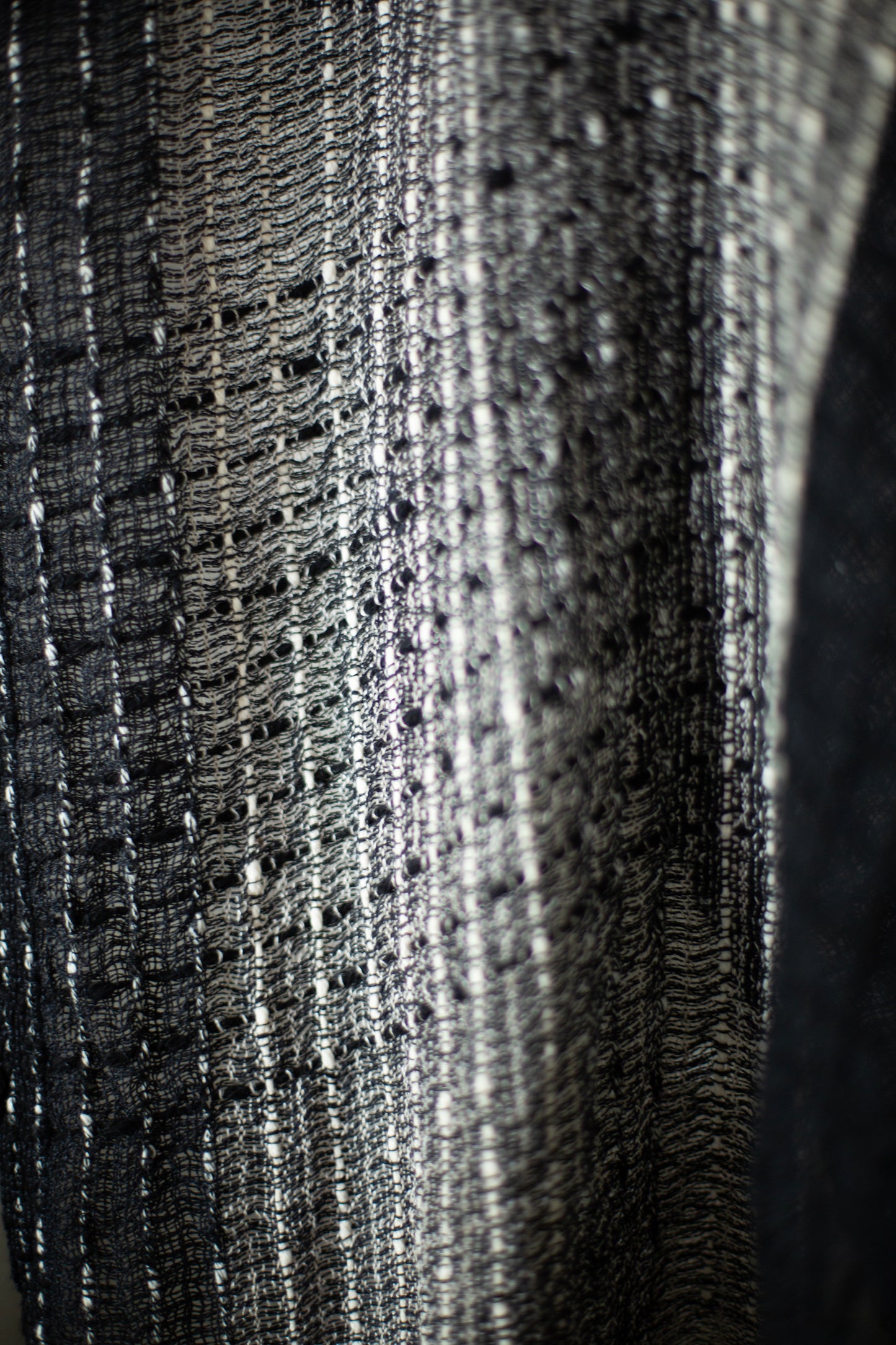 SCARF#38 - HANDWOVEN BLACK AND WHITE